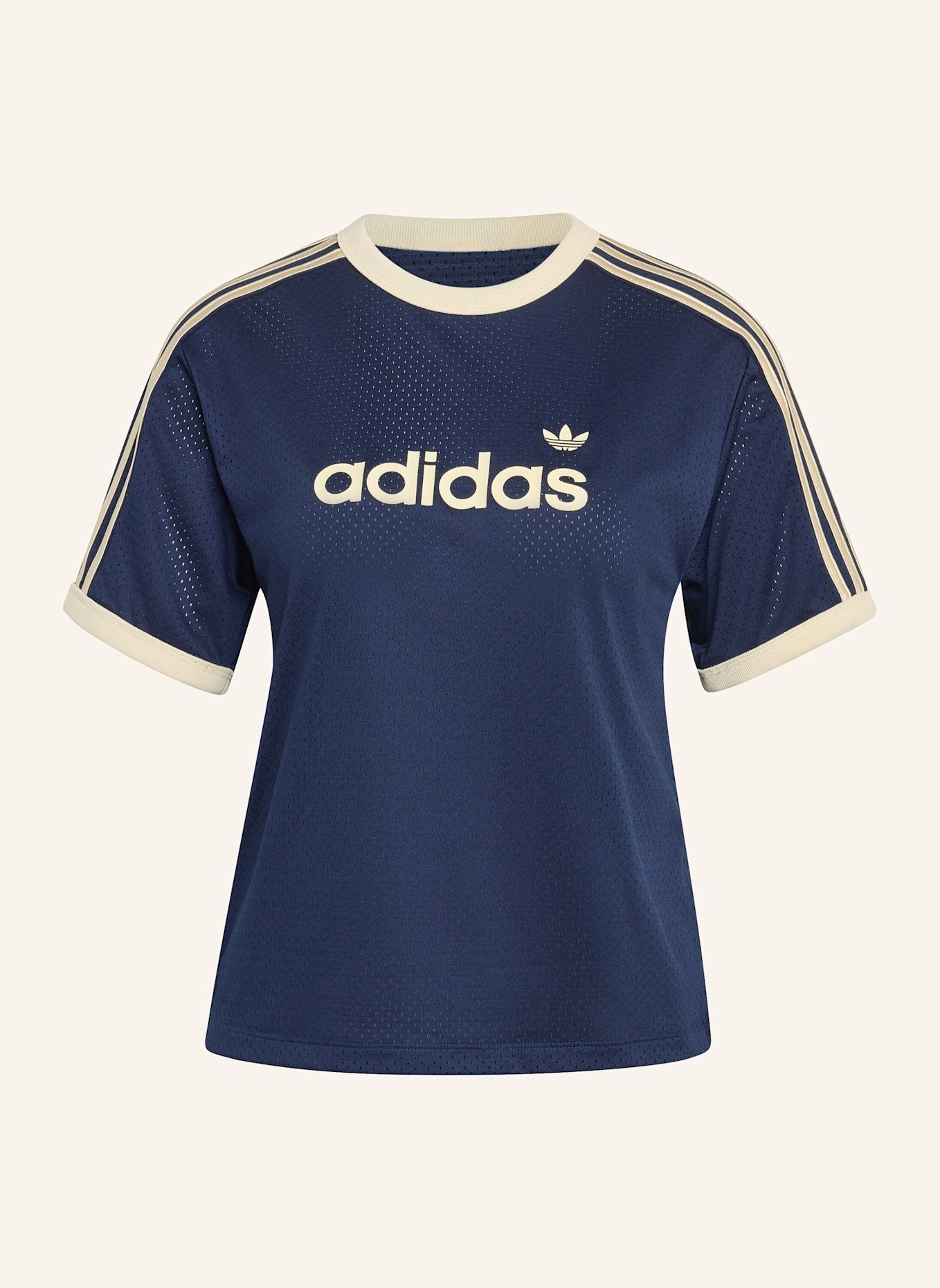 adidas Originals LINEAR MESH T-SHIRT: BLAU/ CREME