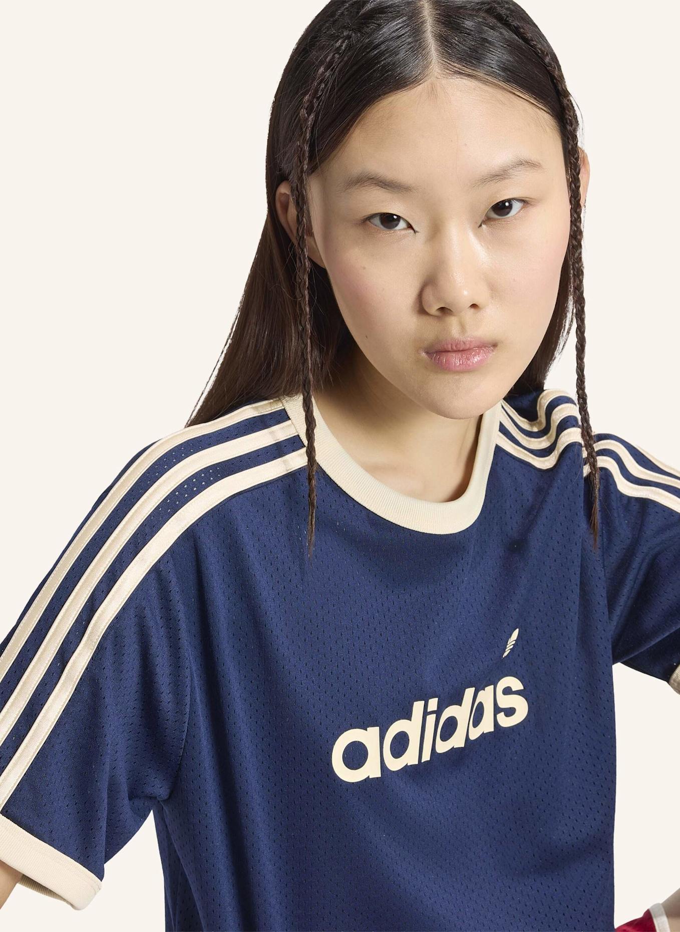 adidas Originals LINEAR MESH T-SHIRT: BLAU/ CREME