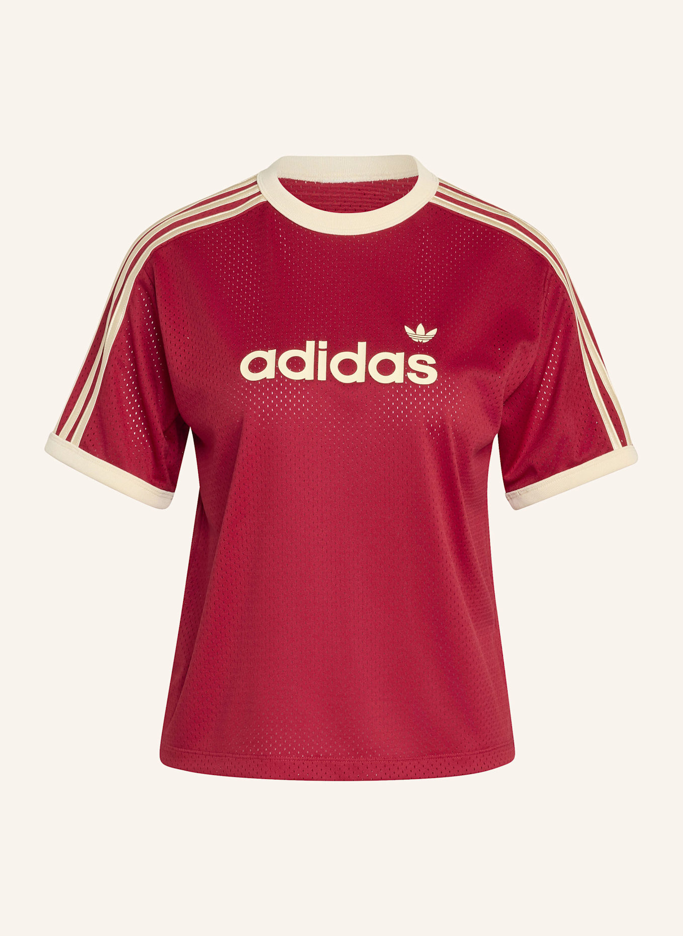 adidas Originals LINEAR MESH T-SHIRT: ROT/ CREME