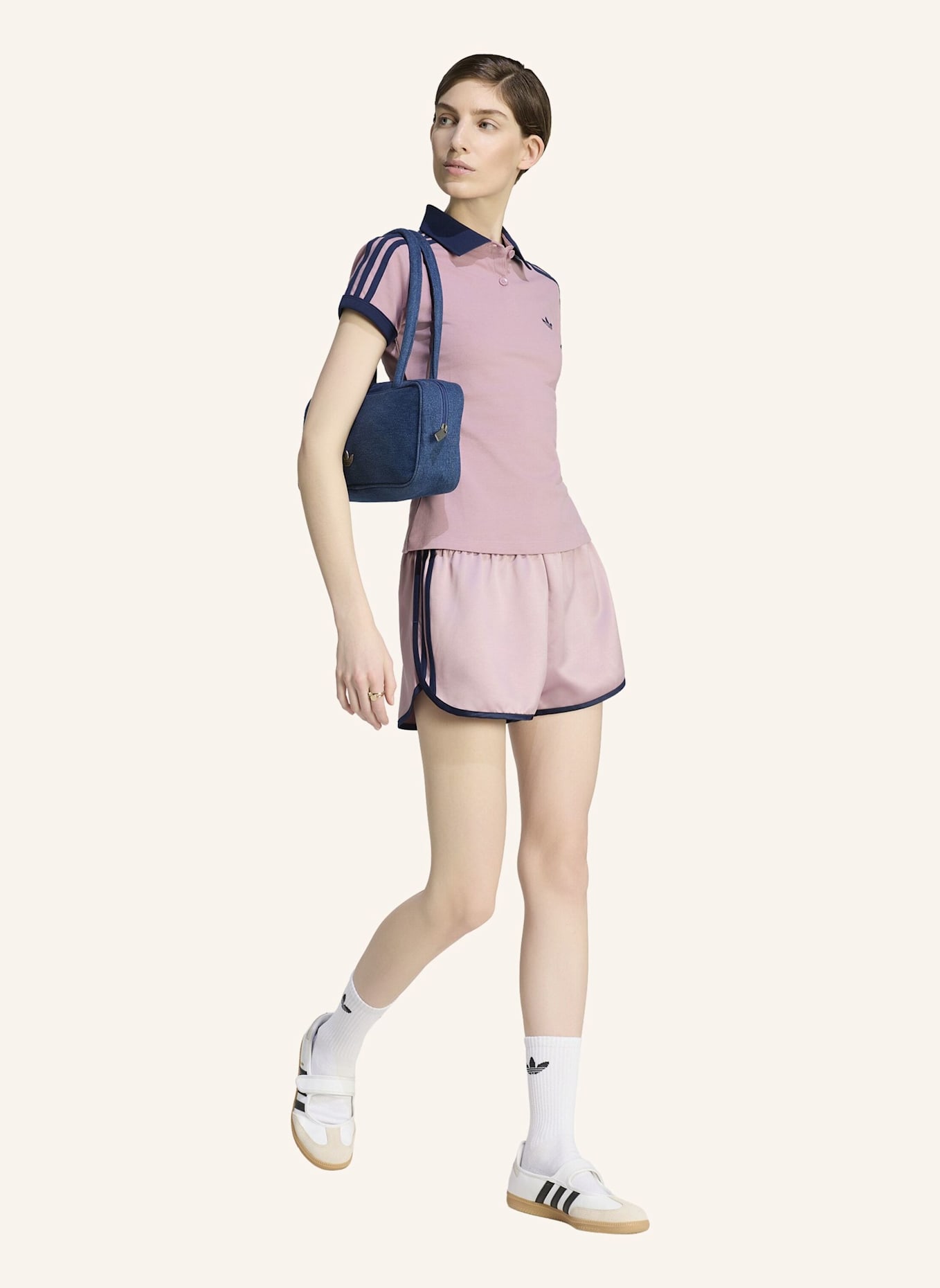 adidas Originals SATIN 3S SPRINTER SHORTS: LILA/ BLAU