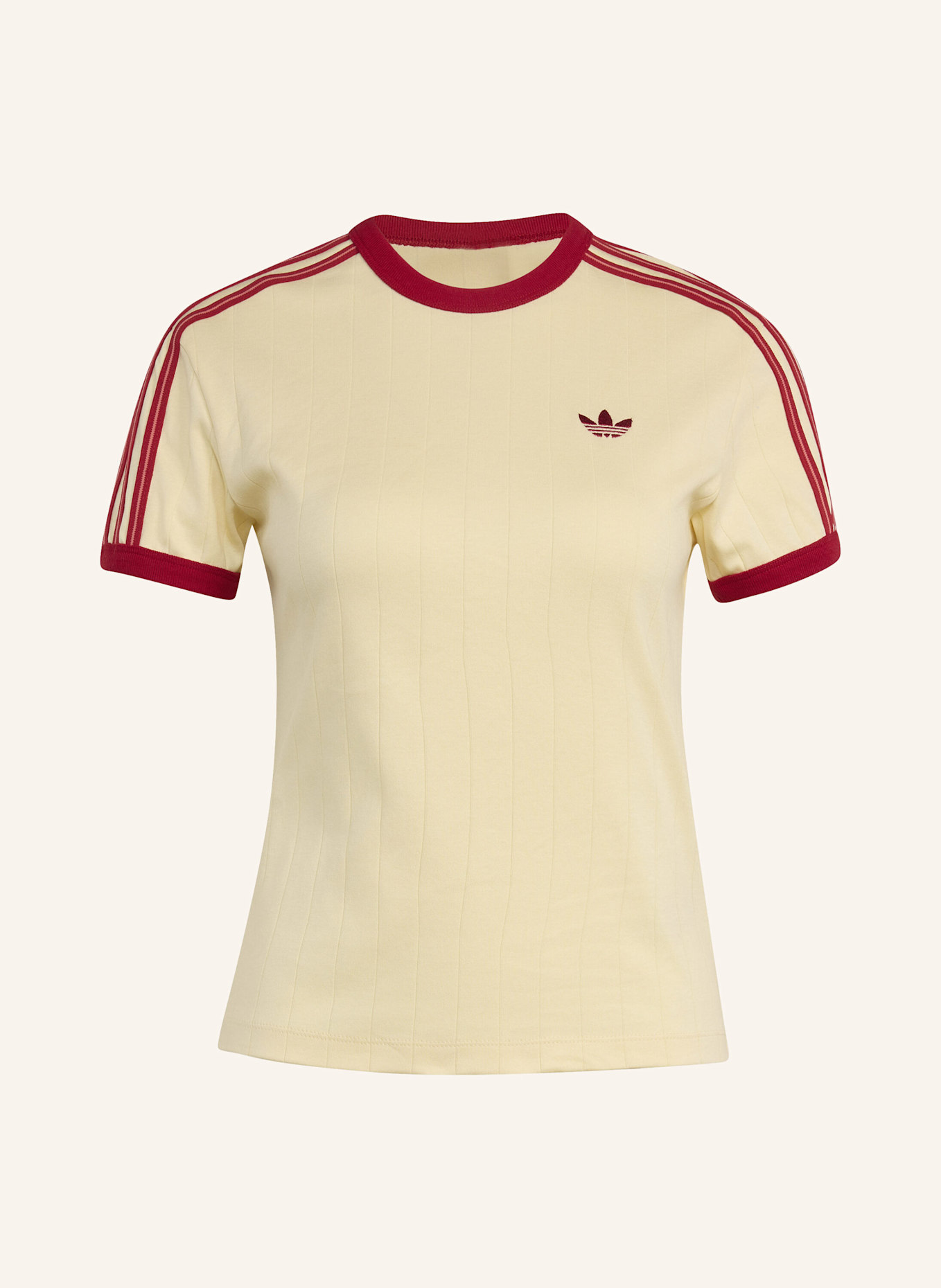 adidas Originals T-SHIRT, SCHMAL GESCHNITTEN, NADELSTREIFEN: CREME/ ROT