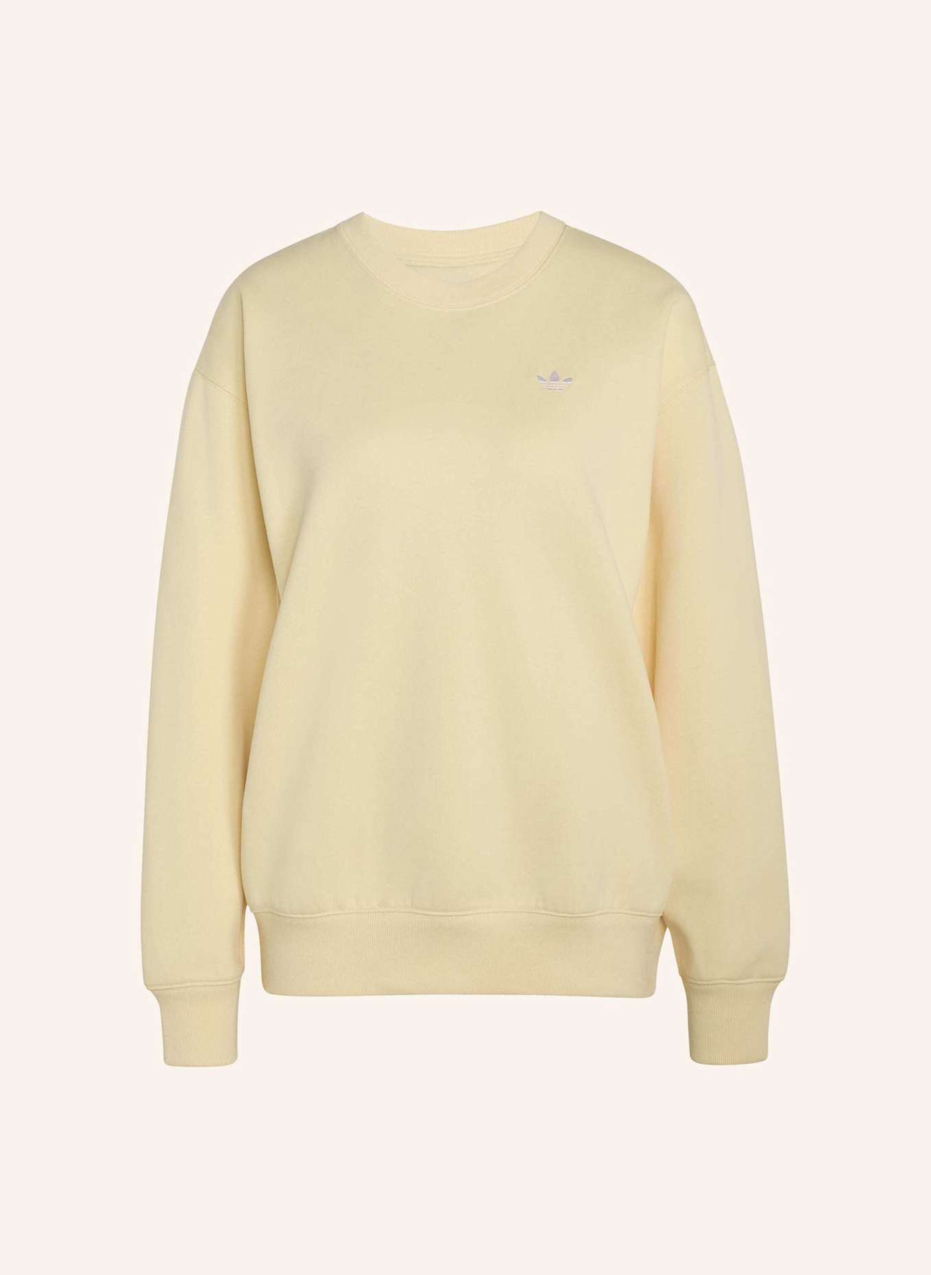 adidas Originals ESSENTIALS CREW LONG FLEECE OS SWEATSHIRT: CREME