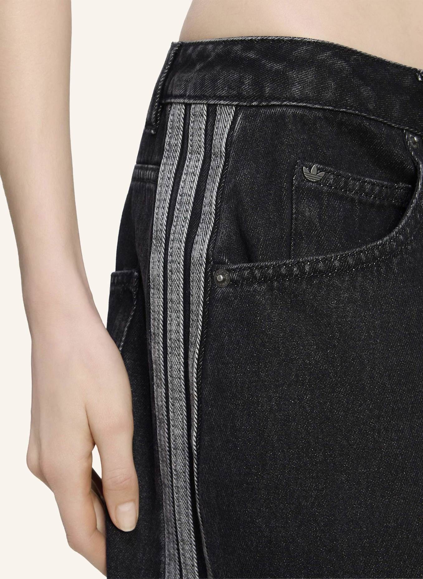 adidas Originals BARREL-JEANS, HOHER BUND: SCHWARZ