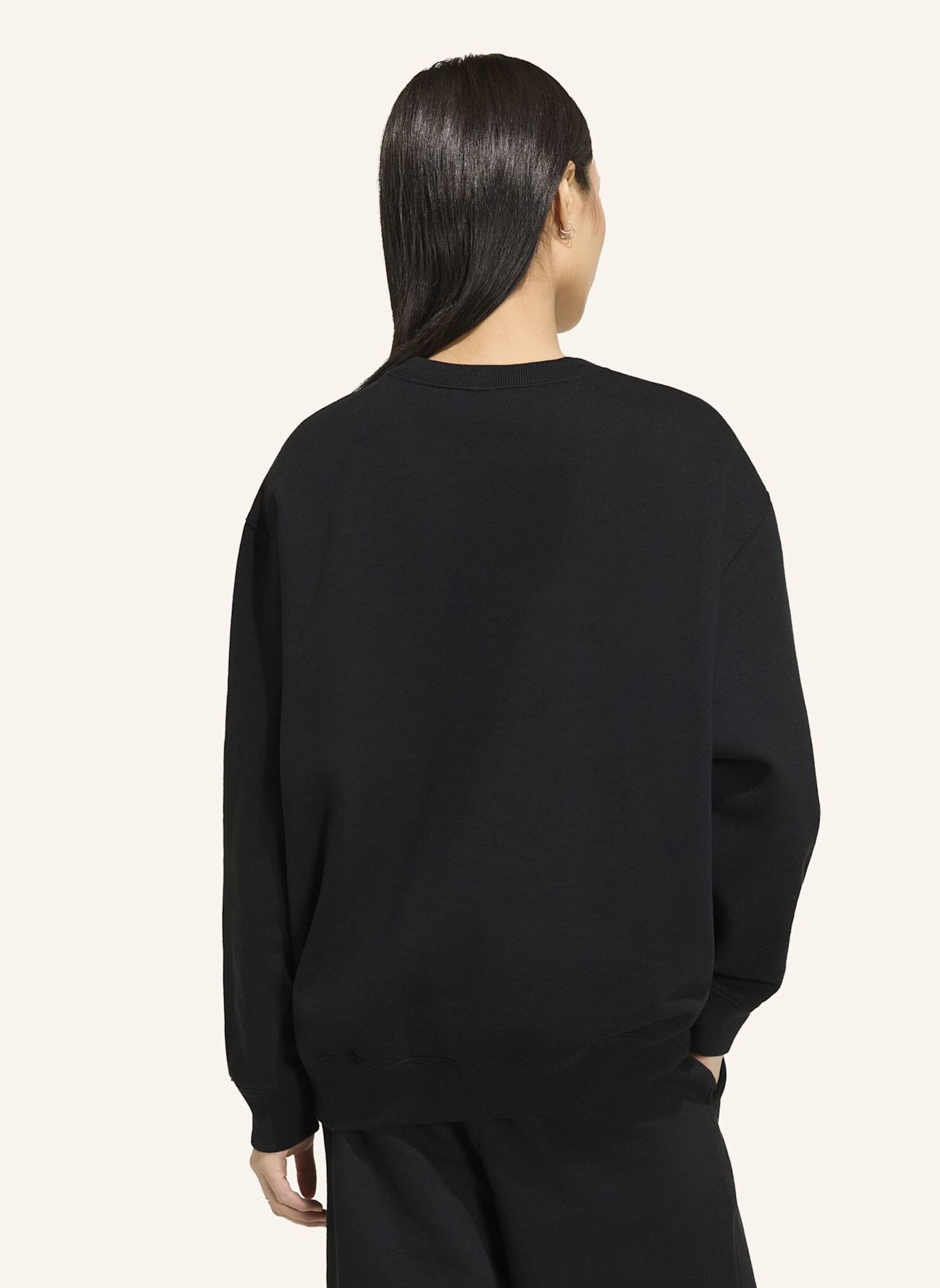 adidas Originals ESSENTIALS CREW LONG FLEECE OS SWEATSHIRT: SCHWARZ