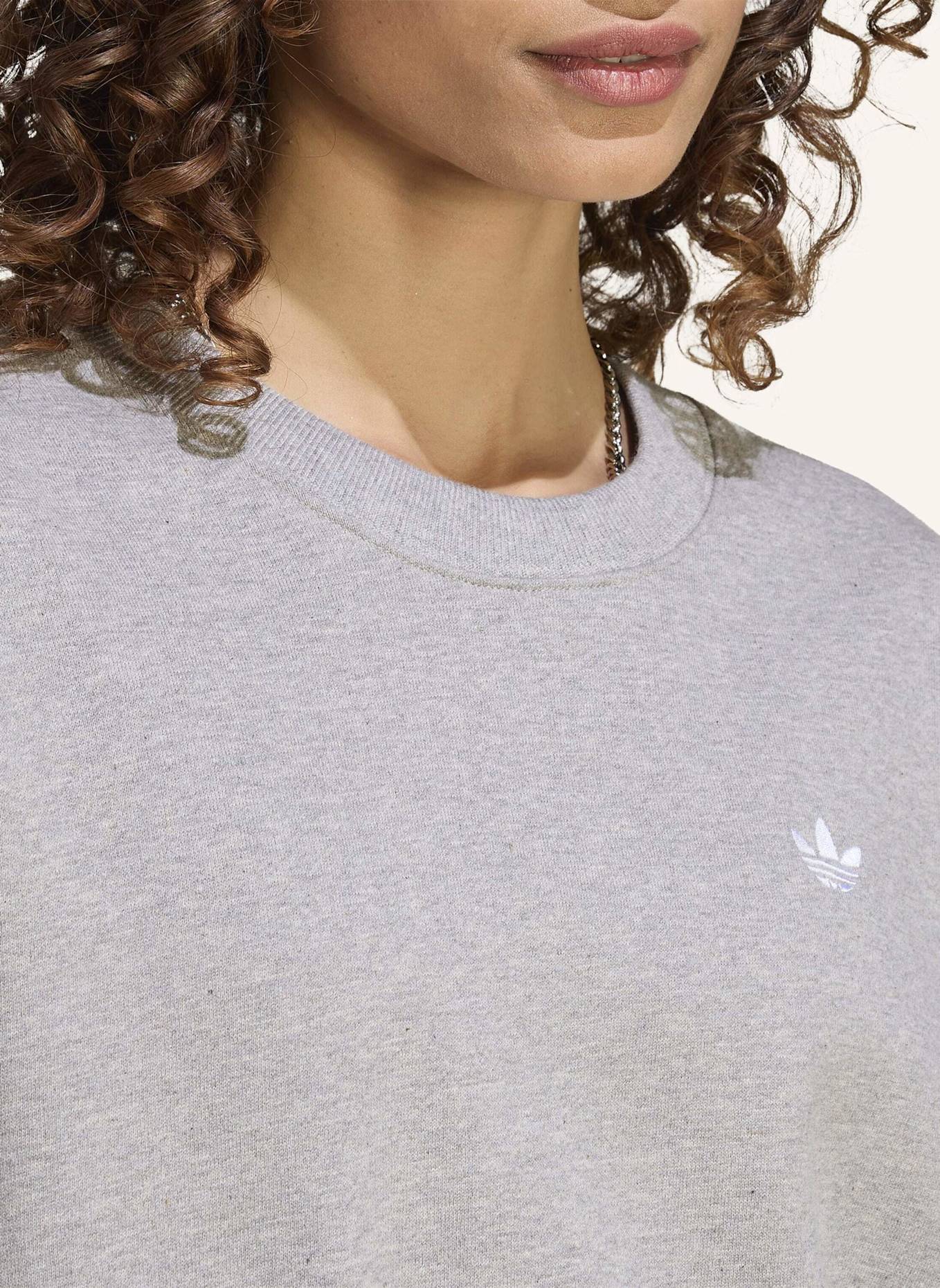 adidas Originals ESSENTIALS CREW LONG FLEECE OS SWEATSHIRT: GRAU