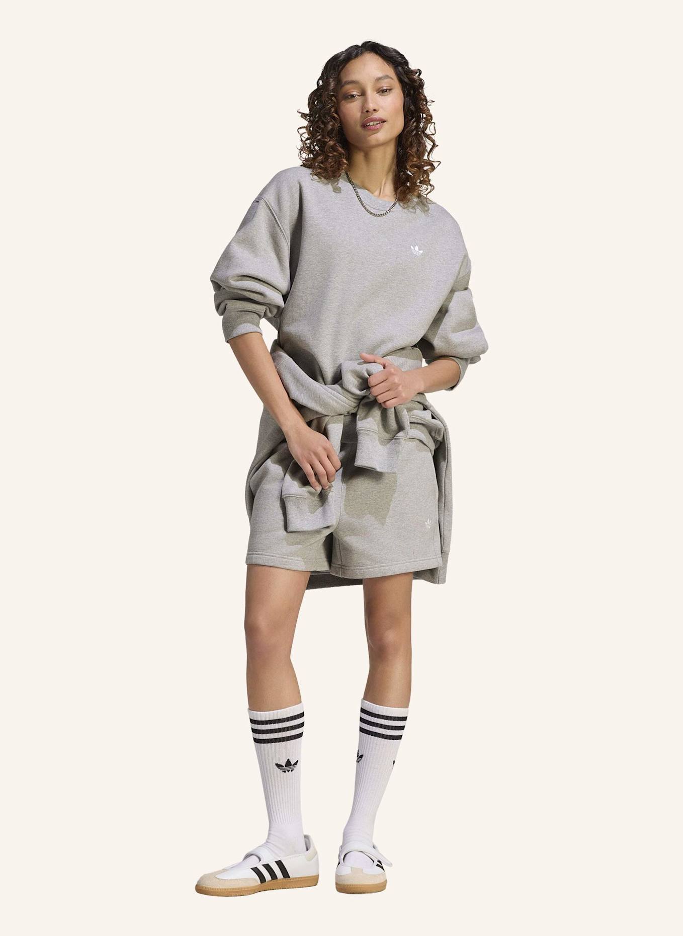 adidas Originals ESSENTIALS CREW LONG FLEECE OS SWEATSHIRT: GRAU