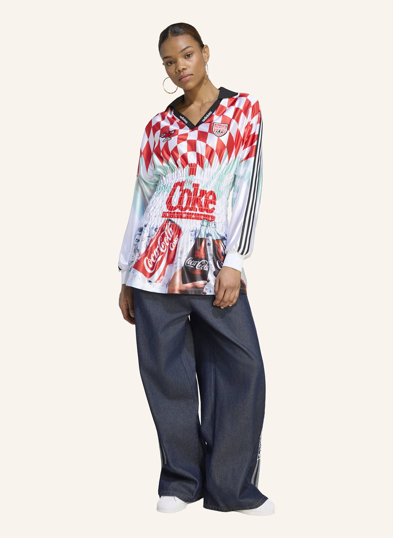 adidas Originals MASH UP GESMOKTES TRIKOT: WEISS