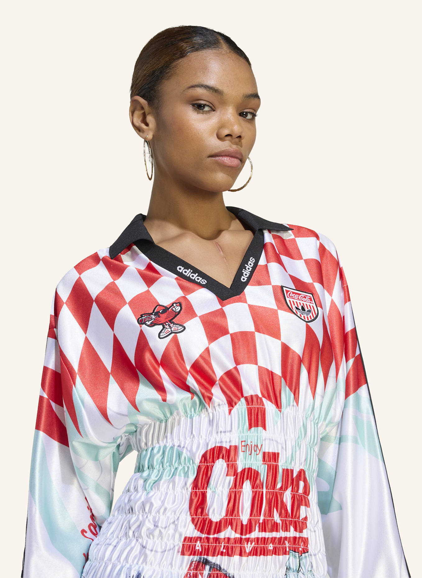 adidas Originals MASH UP GESMOKTES TRIKOT: WEISS