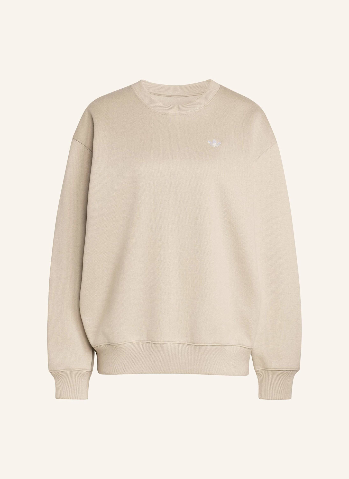 adidas Originals ESSENTIALS CREW LONG FLEECE OS SWEATSHIRT: BEIGE