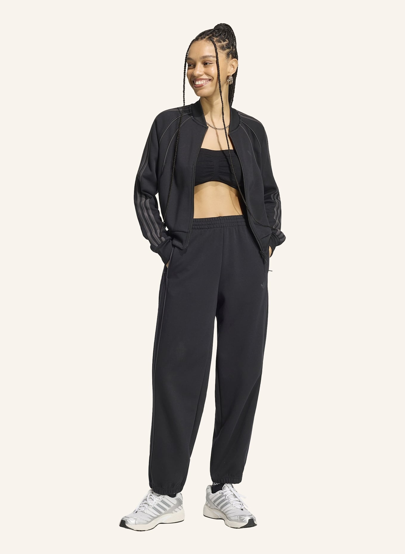 adidas Originals TRAININGSHOSE: SCHWARZ/ GRAU