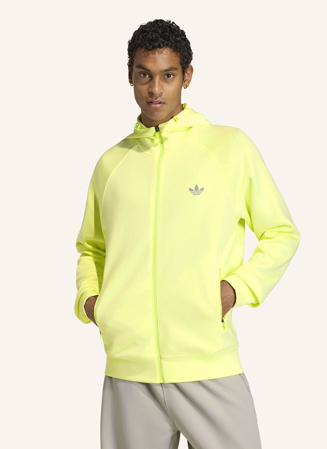 adidas Originals TREFOIL ESSENTIALS SPACER HOODIE MIT DURCHGEHENDEM REISSVERSCHLUSS: GELB