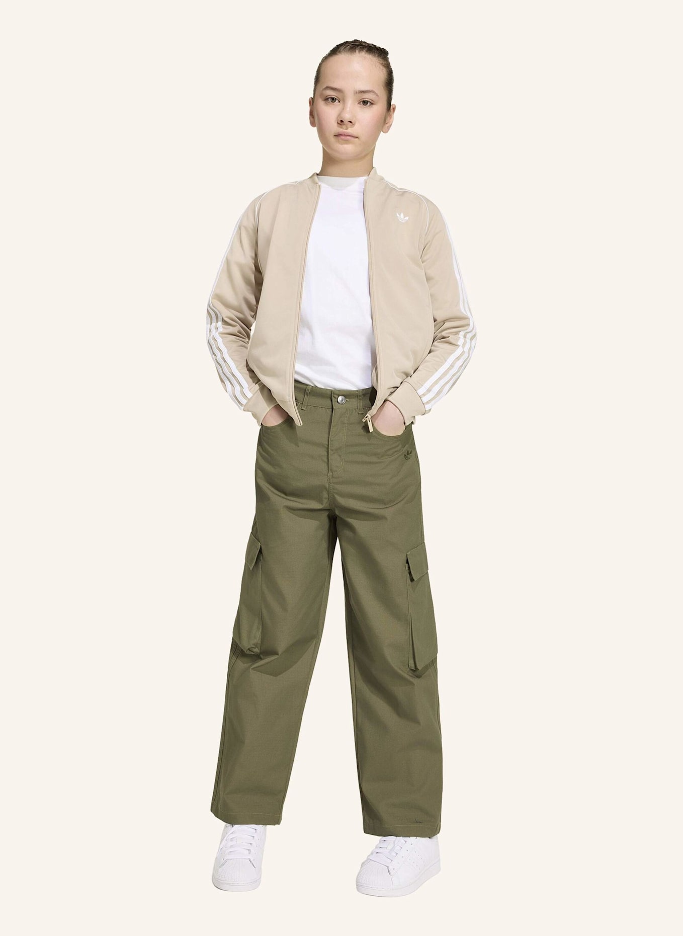 adidas Originals CARGOHOSE, OVERSIZE, RIPSTOP: GRÜN
