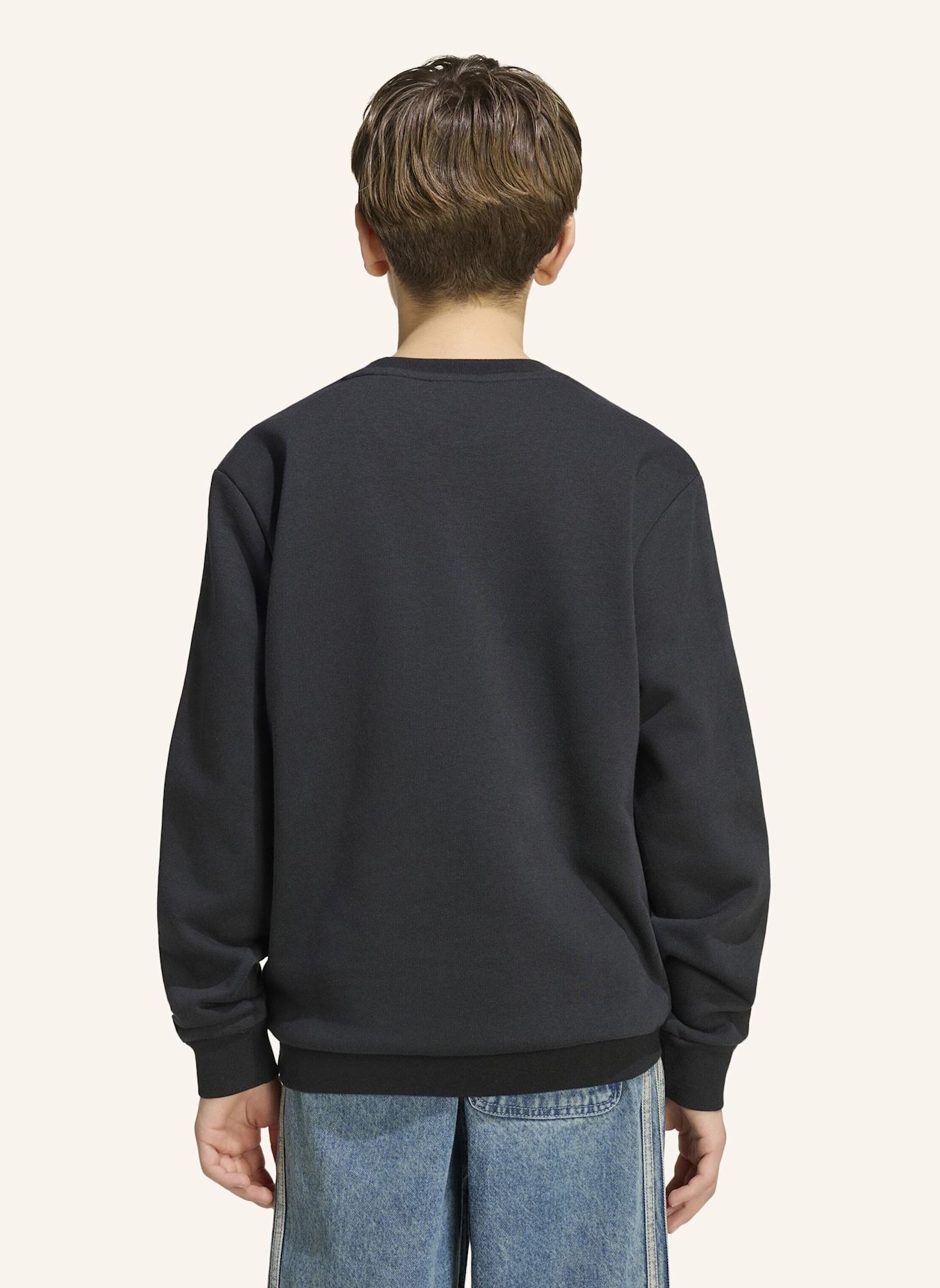 adidas Originals LOCKERES 3-STREIFEN RUNDHALS-SWEATSHIRT: SCHWARZ