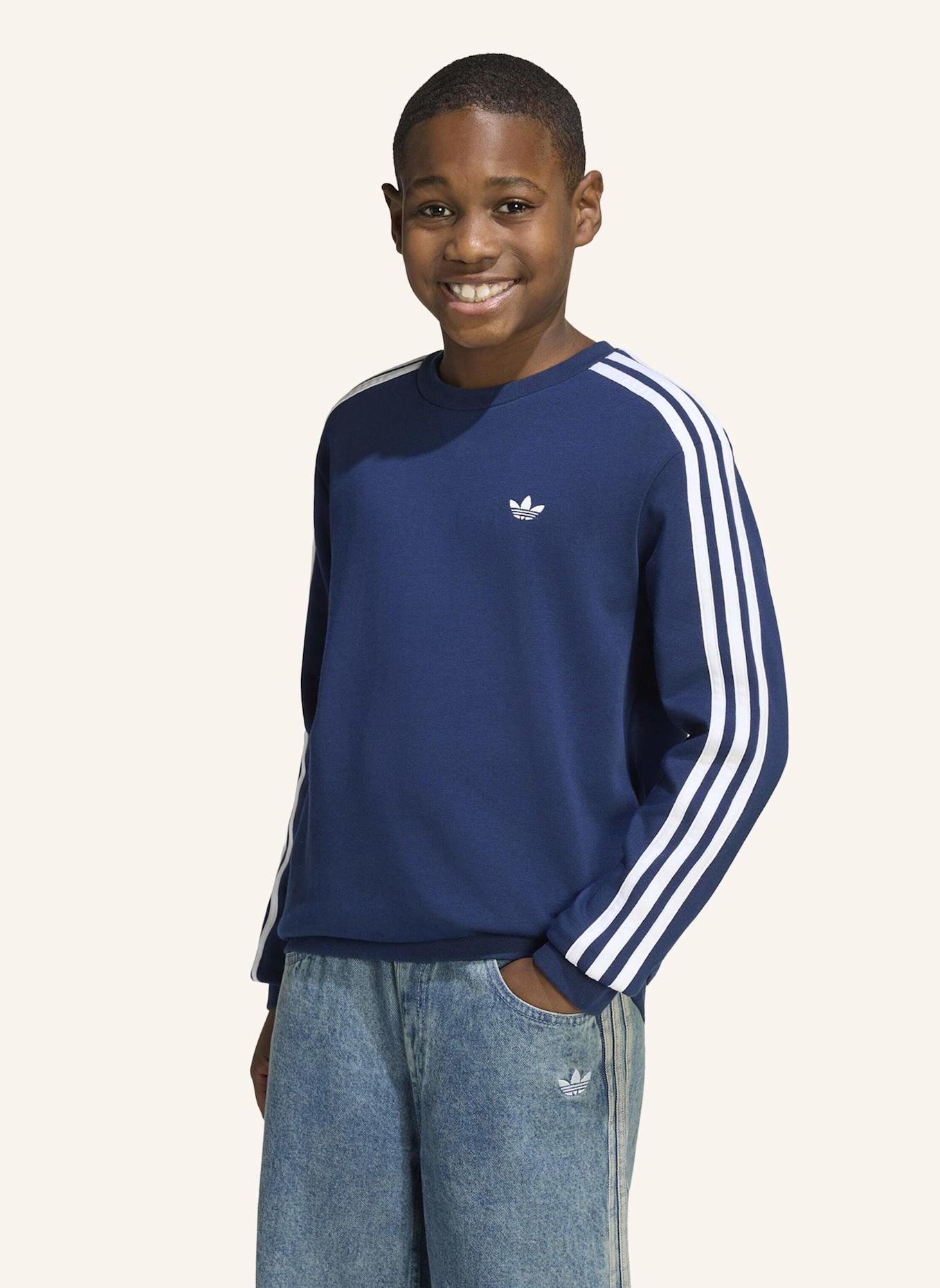 adidas Originals LOCKERES 3-STREIFEN RUNDHALS-SWEATSHIRT: BLAU