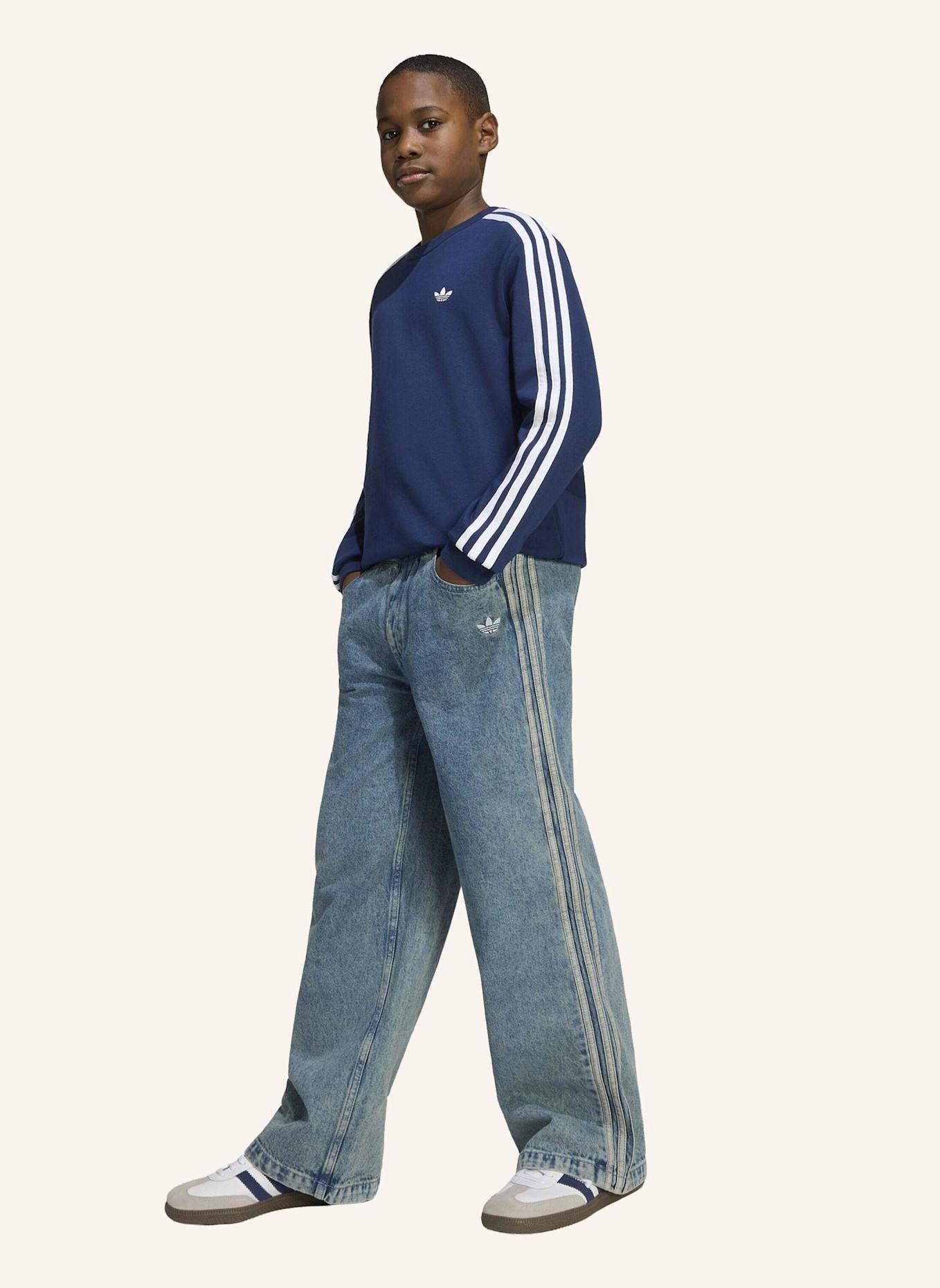 adidas Originals LOCKERES 3-STREIFEN RUNDHALS-SWEATSHIRT: BLAU