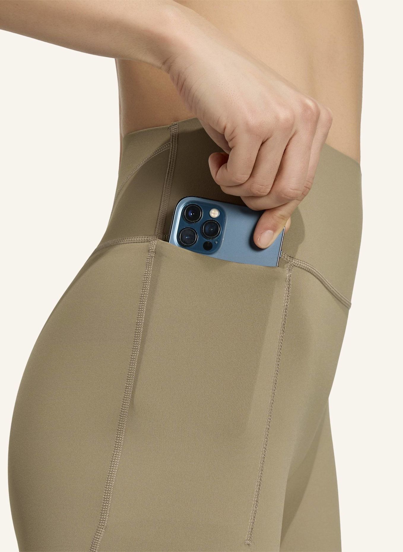 adidas OPTIME WORKOUT CONTOUR CAPRI-LEGGINGS: KHAKI