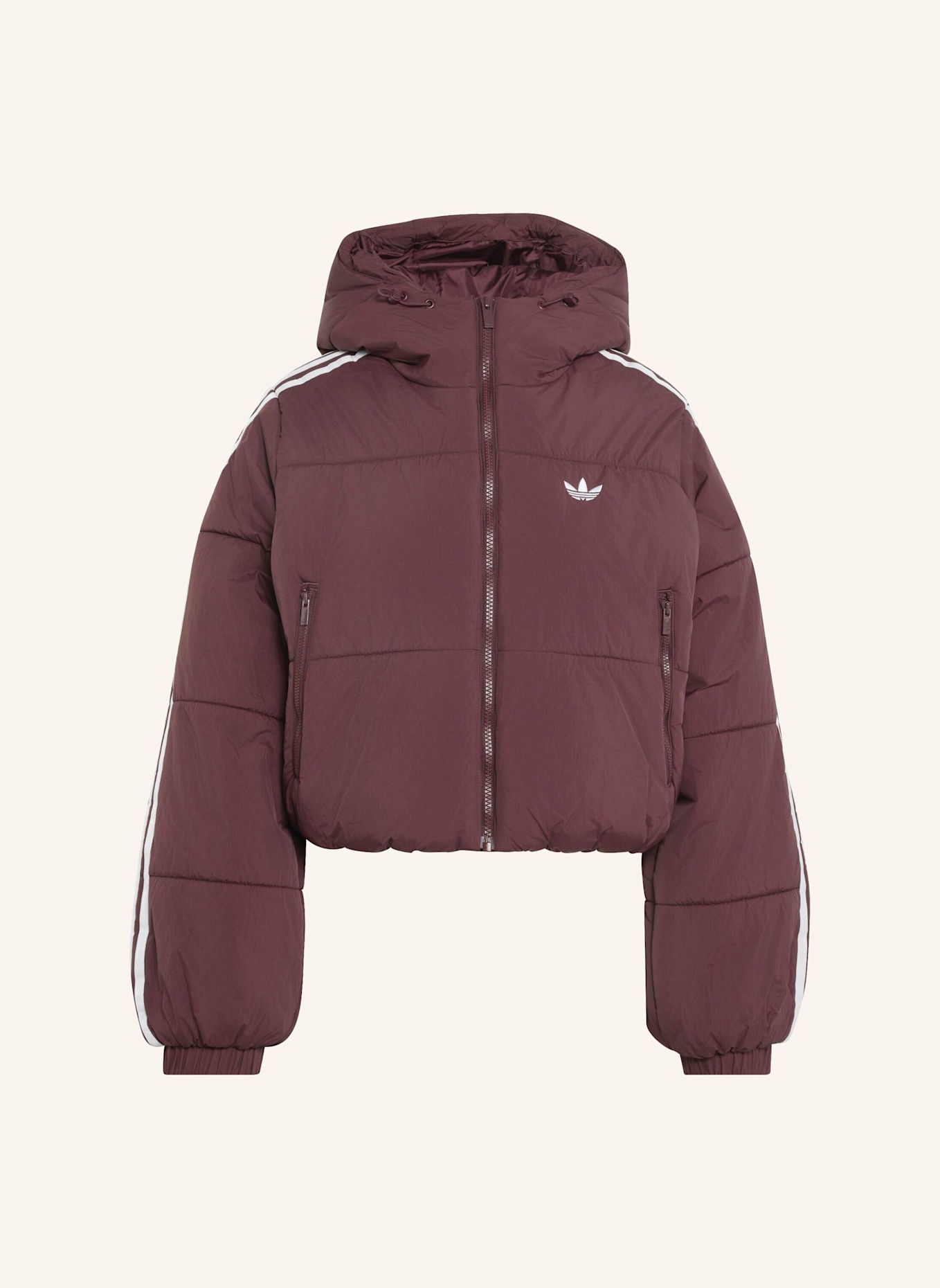 adidas Originals ADICOLOR PUFFER JACKE, KÜRZER GESCHNITTEN, KAPUZE: ROT