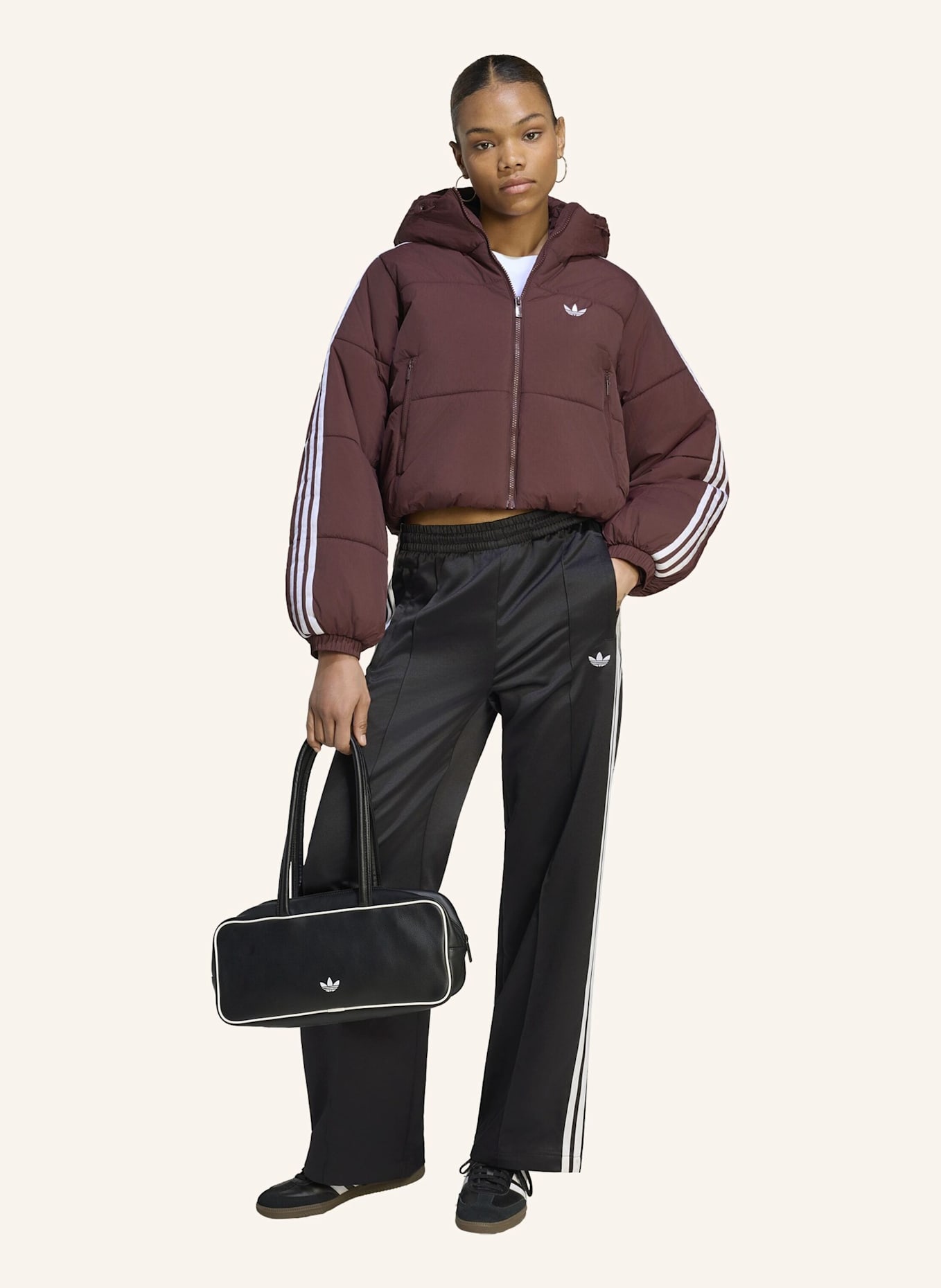 adidas Originals ADICOLOR PUFFER JACKE, KÜRZER GESCHNITTEN, KAPUZE: ROT
