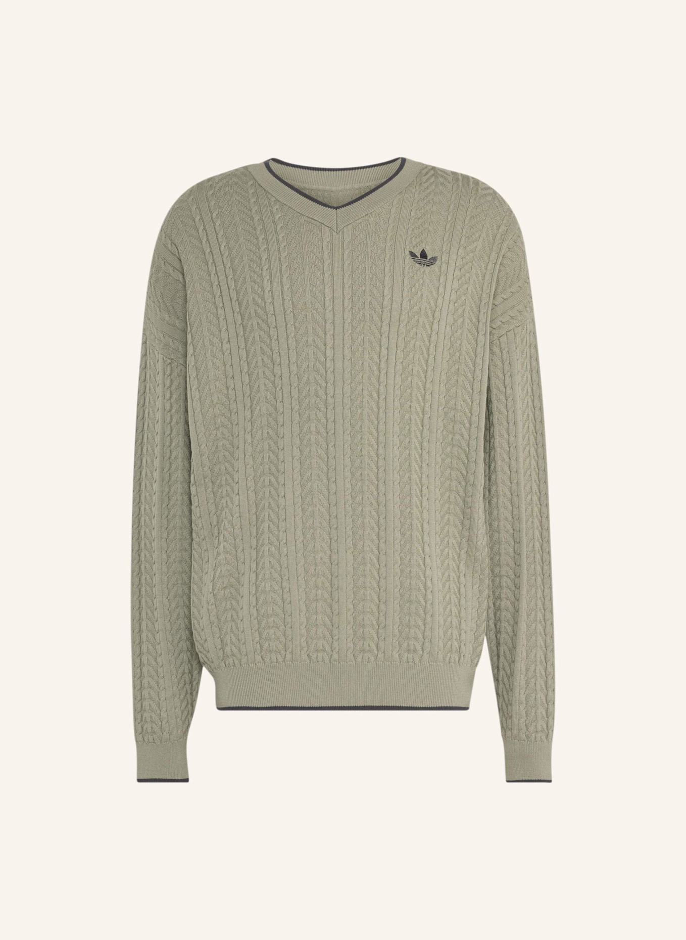 adidas Originals PULLOVER, GESTRICKT, V-AUSSCHNITT, ZOPFMUSTER: SILBER