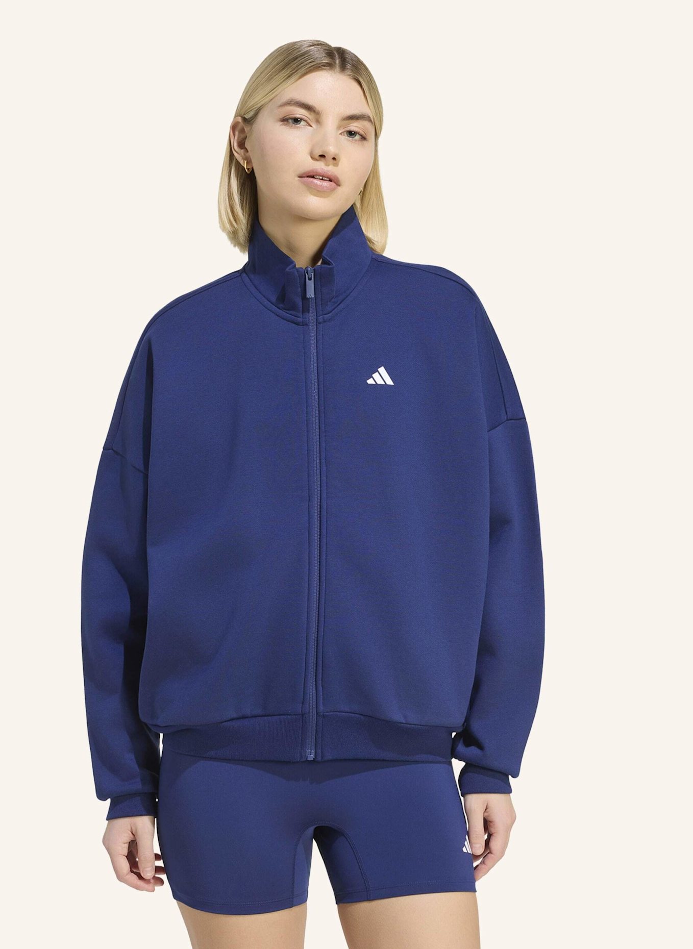 adidas 3-STREIFEN STUDIO TRACK TOP: BLAU