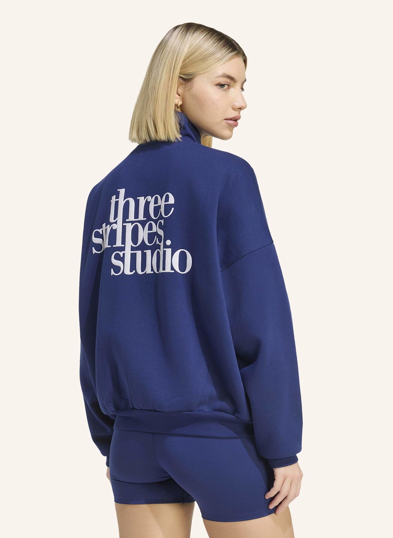 adidas 3-STREIFEN STUDIO TRACK TOP: BLAU
