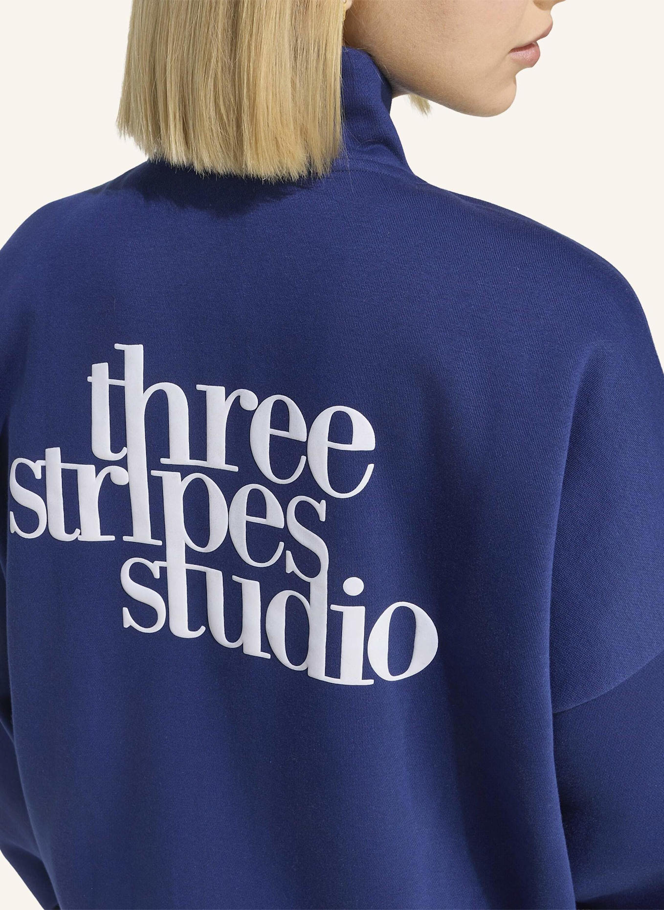 adidas 3-STREIFEN STUDIO TRACK TOP: BLAU