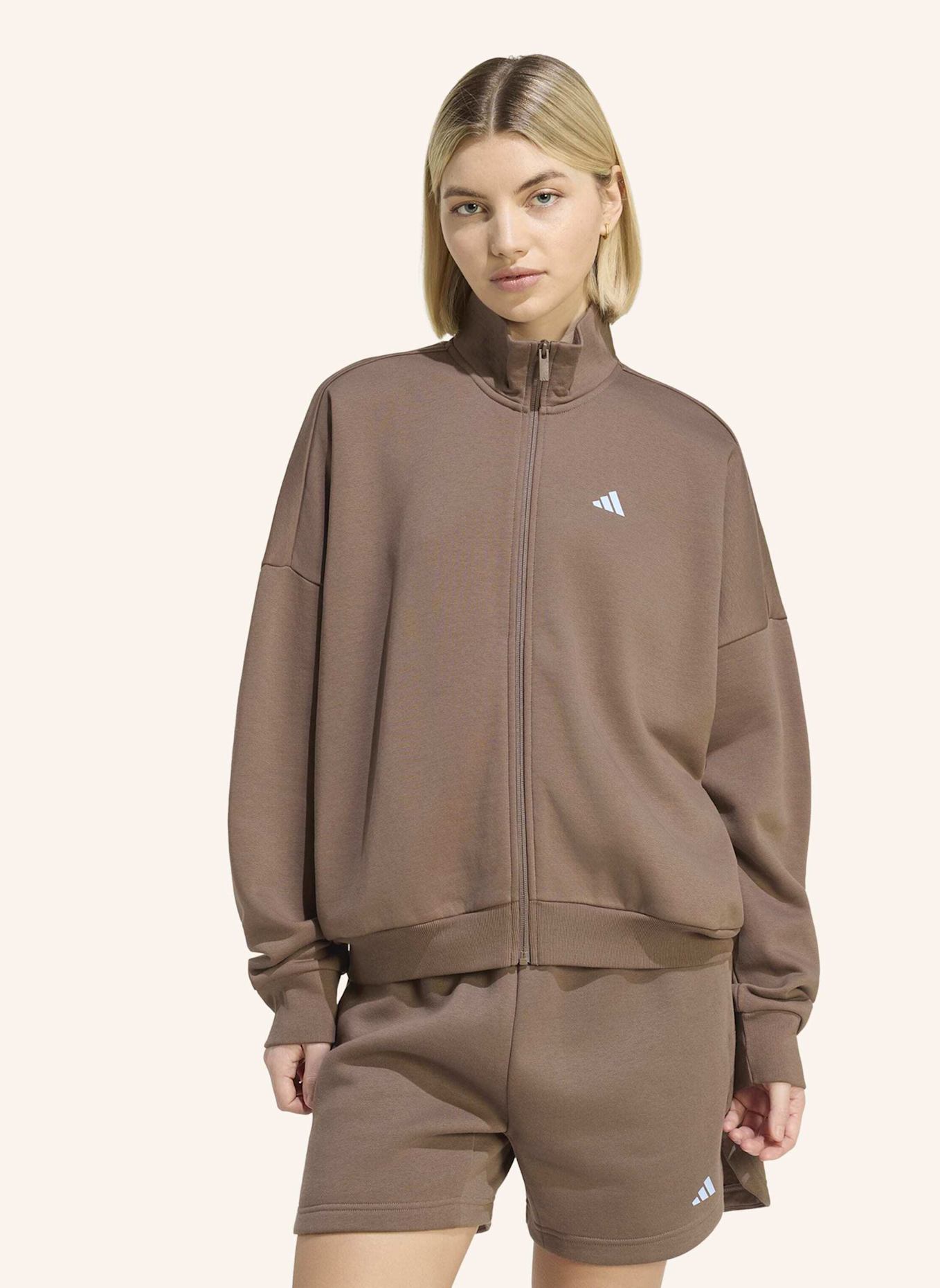 adidas 3-STREIFEN STUDIO TRACK TOP: BRAUN