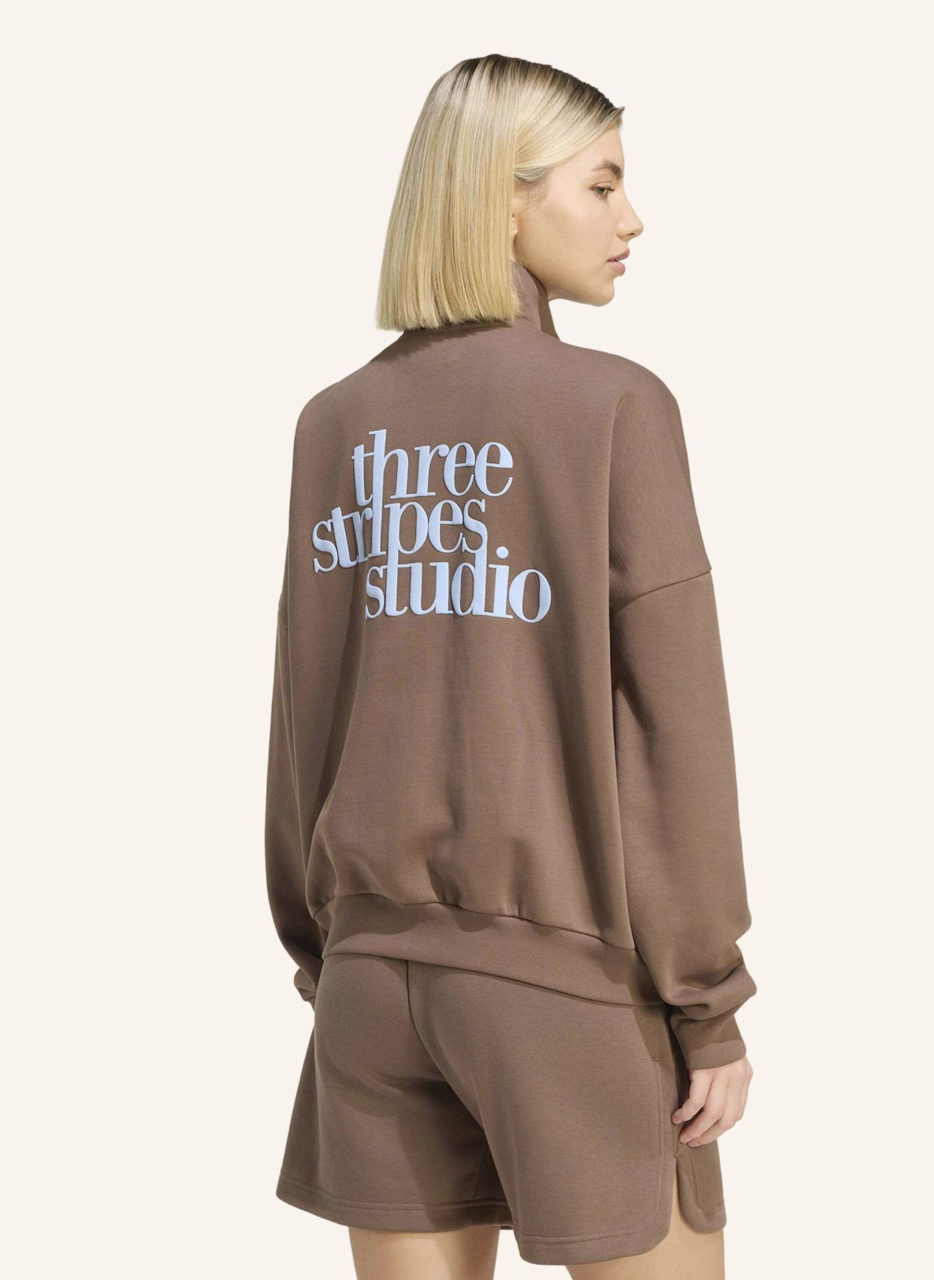 adidas 3-STREIFEN STUDIO TRACK TOP: BRAUN