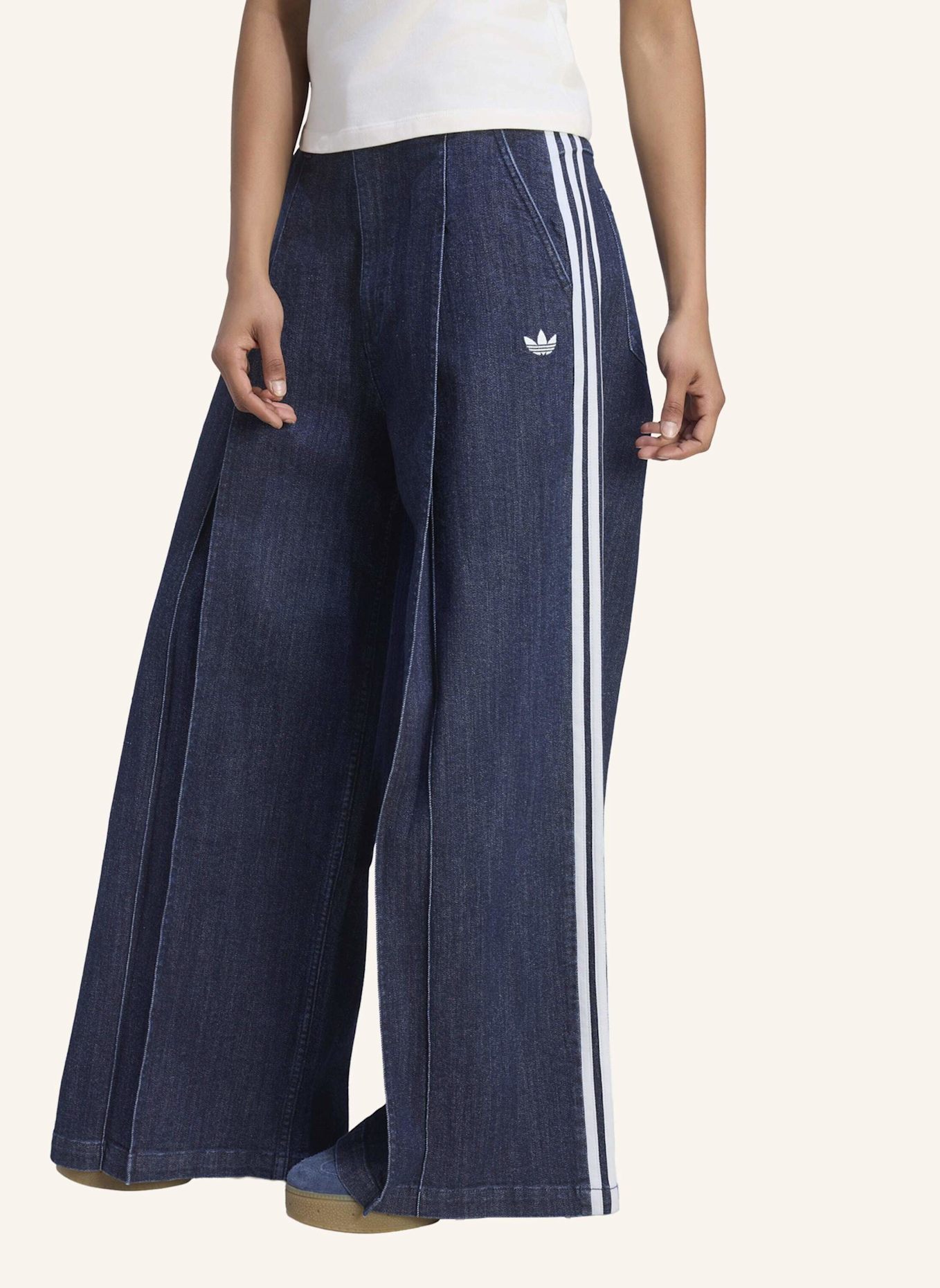 adidas Originals DENIM PLEATS HOSE, WEITES BEIN: BLAU