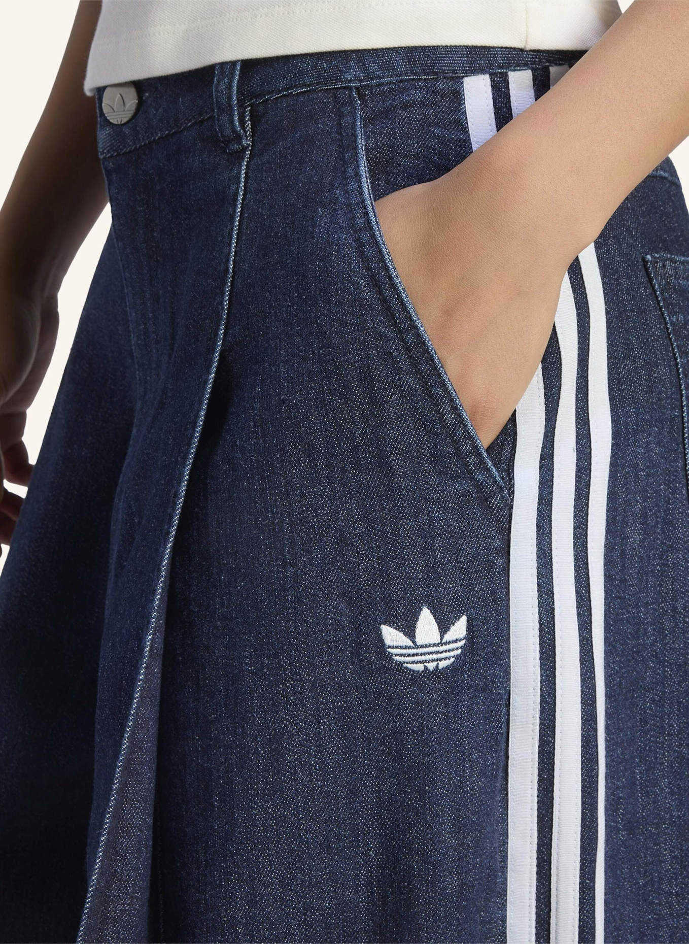 adidas Originals DENIM PLEATS HOSE, WEITES BEIN: BLAU