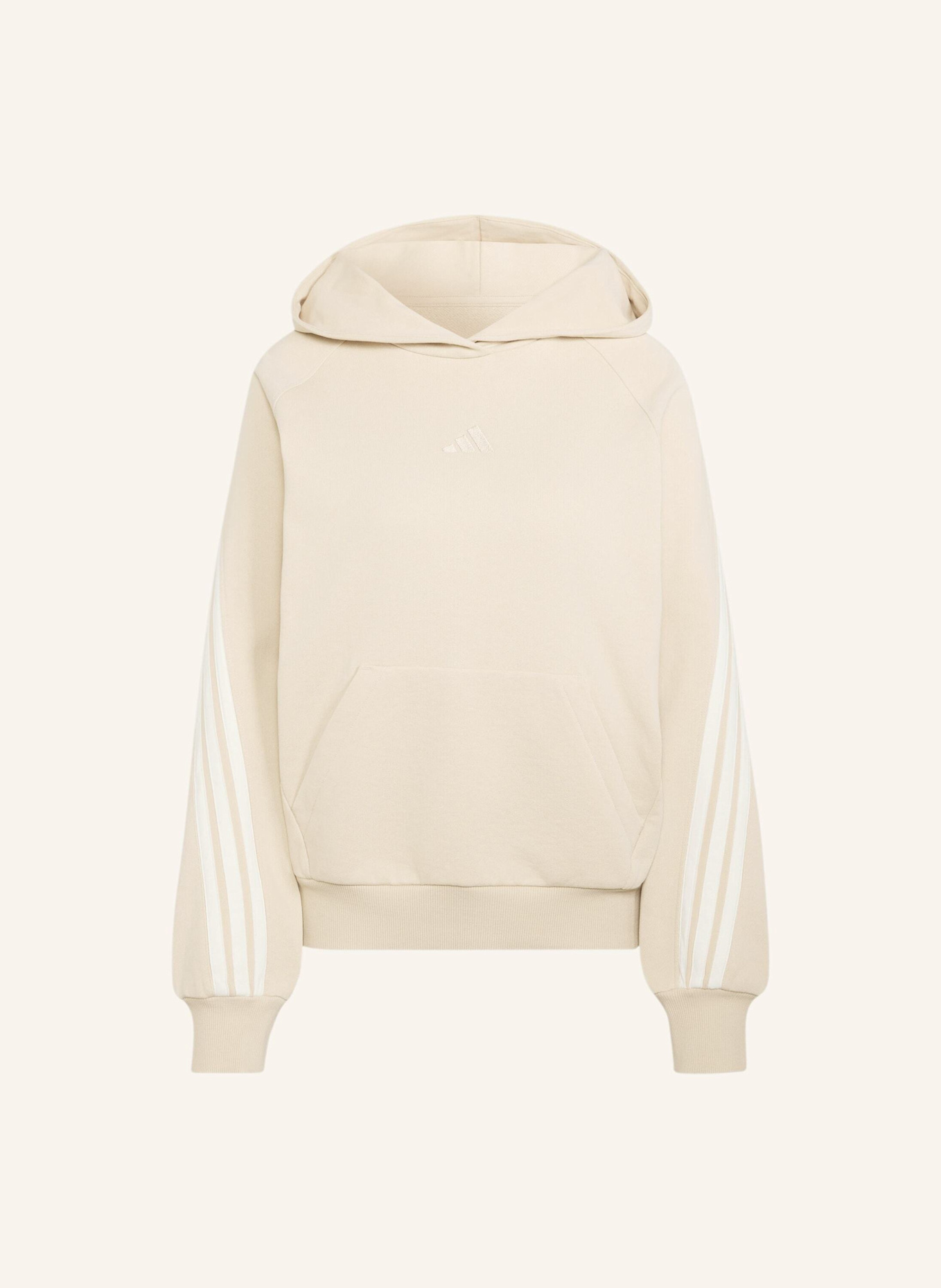adidas ADIDAS KIT 3-STREIFEN HOODIE: BEIGE/ WEISS