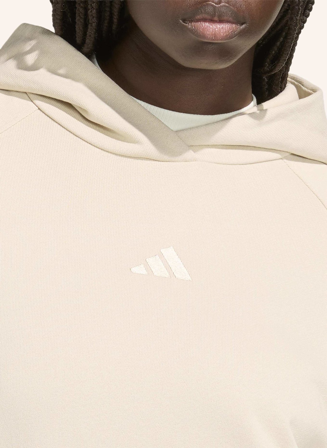 adidas ADIDAS KIT 3-STREIFEN HOODIE: BEIGE/ WEISS