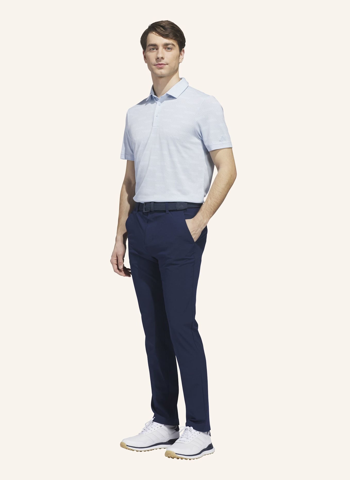 adidas ULTIMATE365 JACQUARD-POLOSHIRT: BLAU