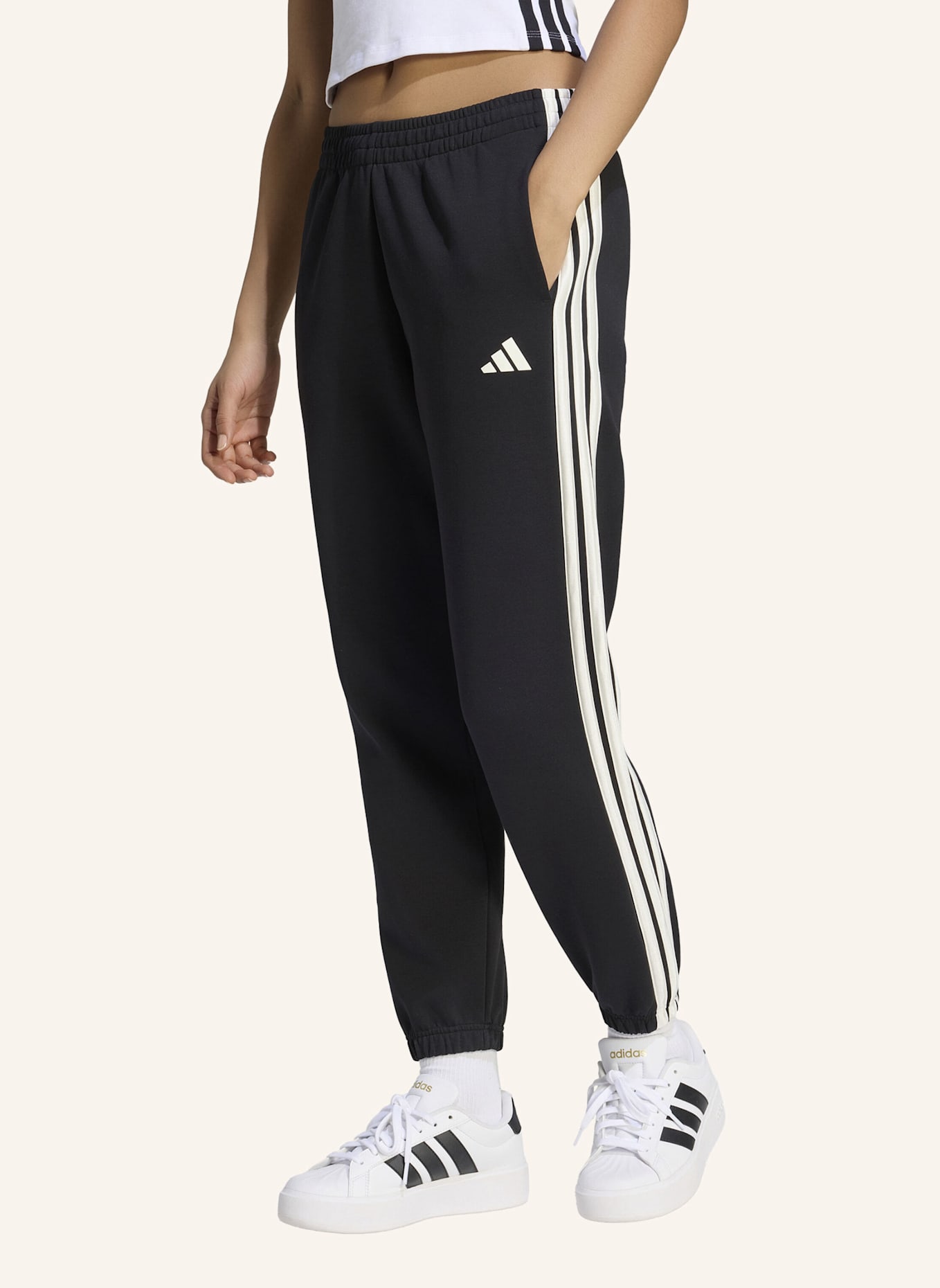 adidas STADIUM 3-STREIFEN REGULAR HOSE: SCHWARZ