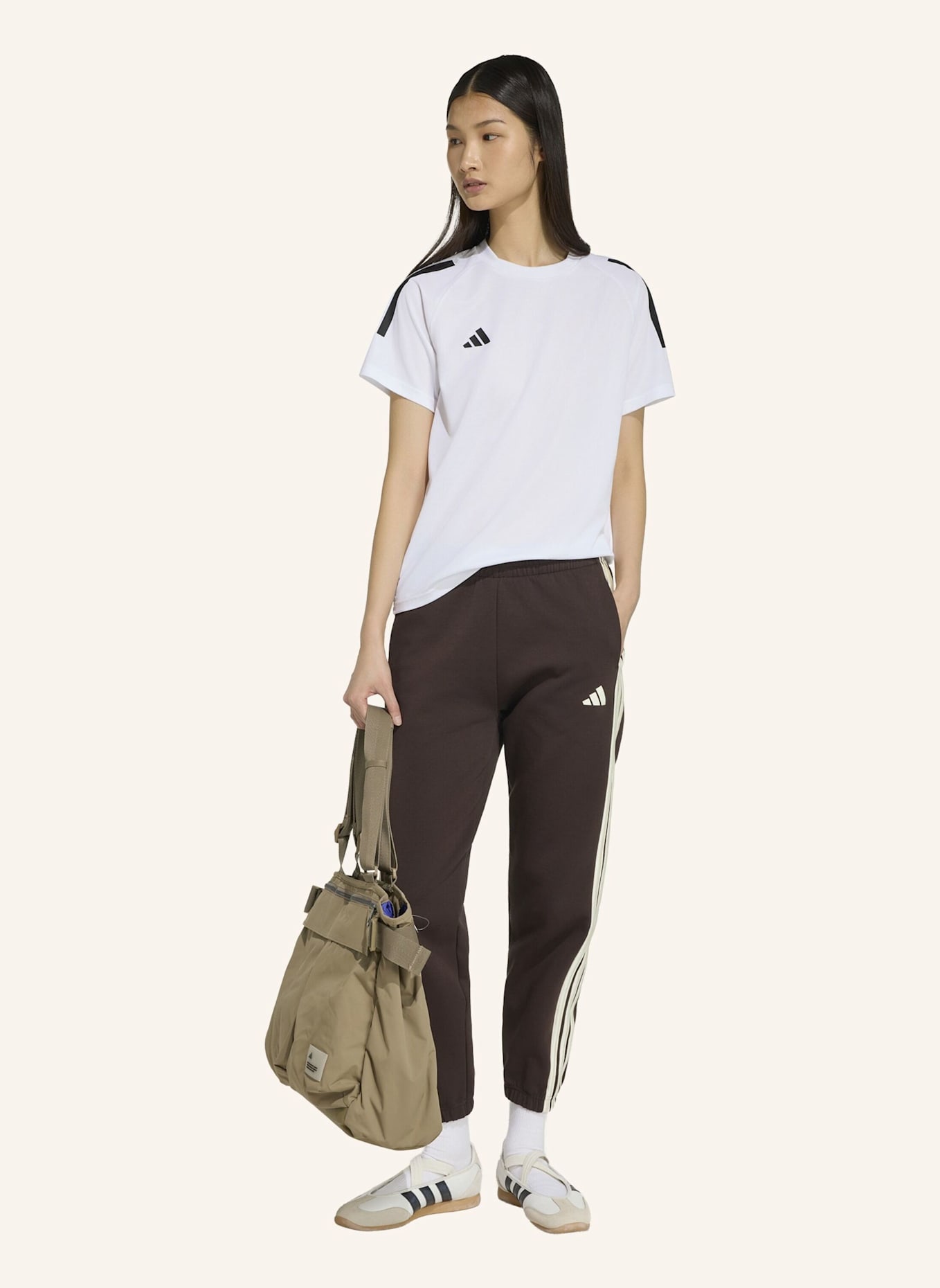 adidas STADIUM 3-STREIFEN REGULAR HOSE: BRAUN