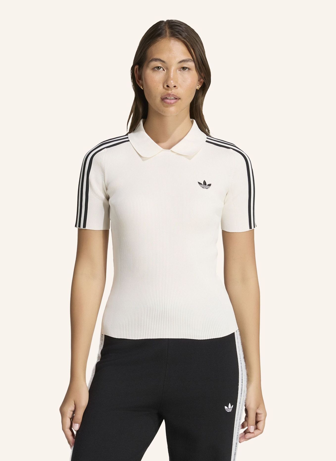 adidas Originals Jersey-Poloshirt CALI: WEISS / SCHWARZ