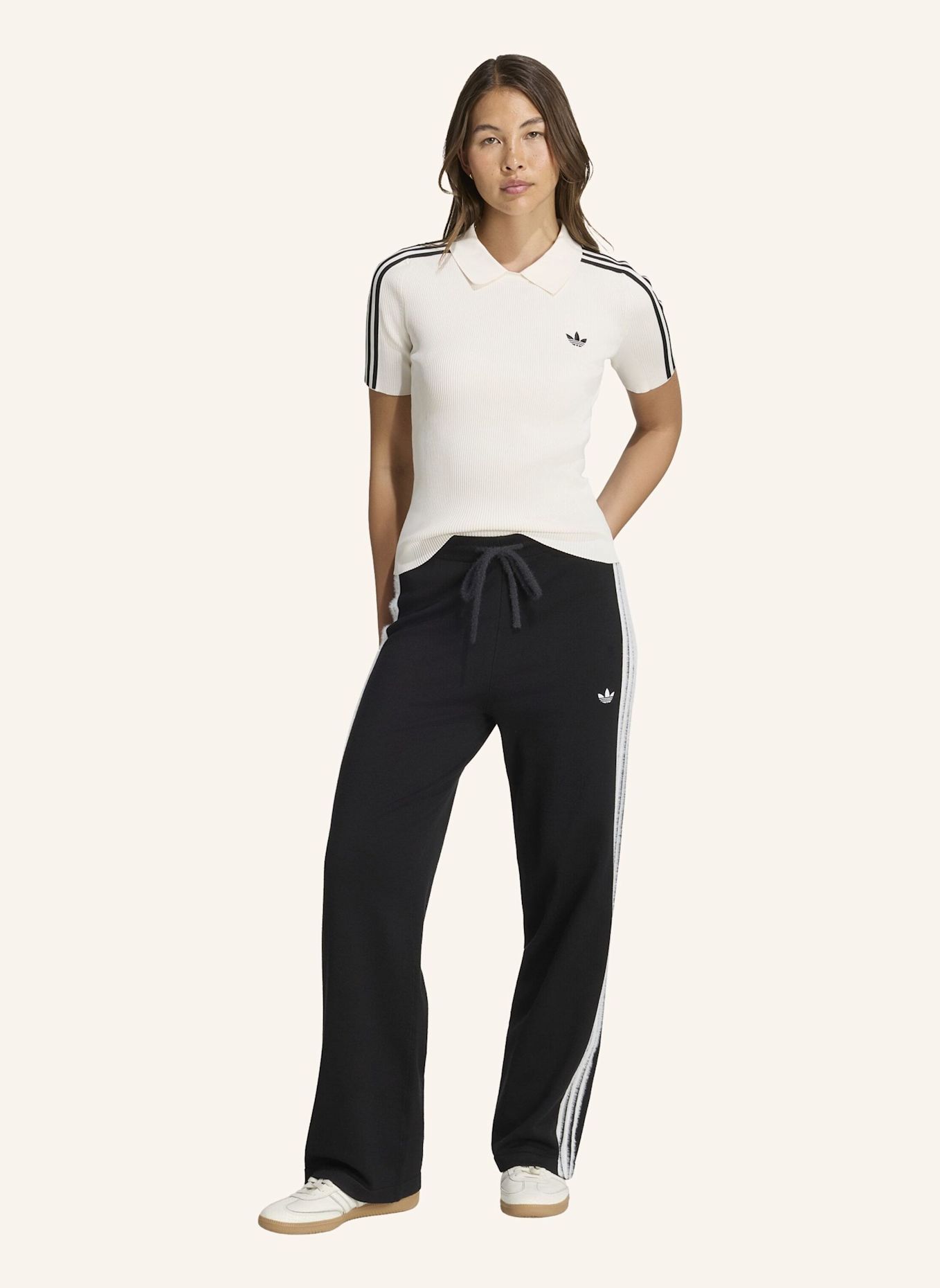 adidas Originals Jersey-Poloshirt CALI: WEISS / SCHWARZ