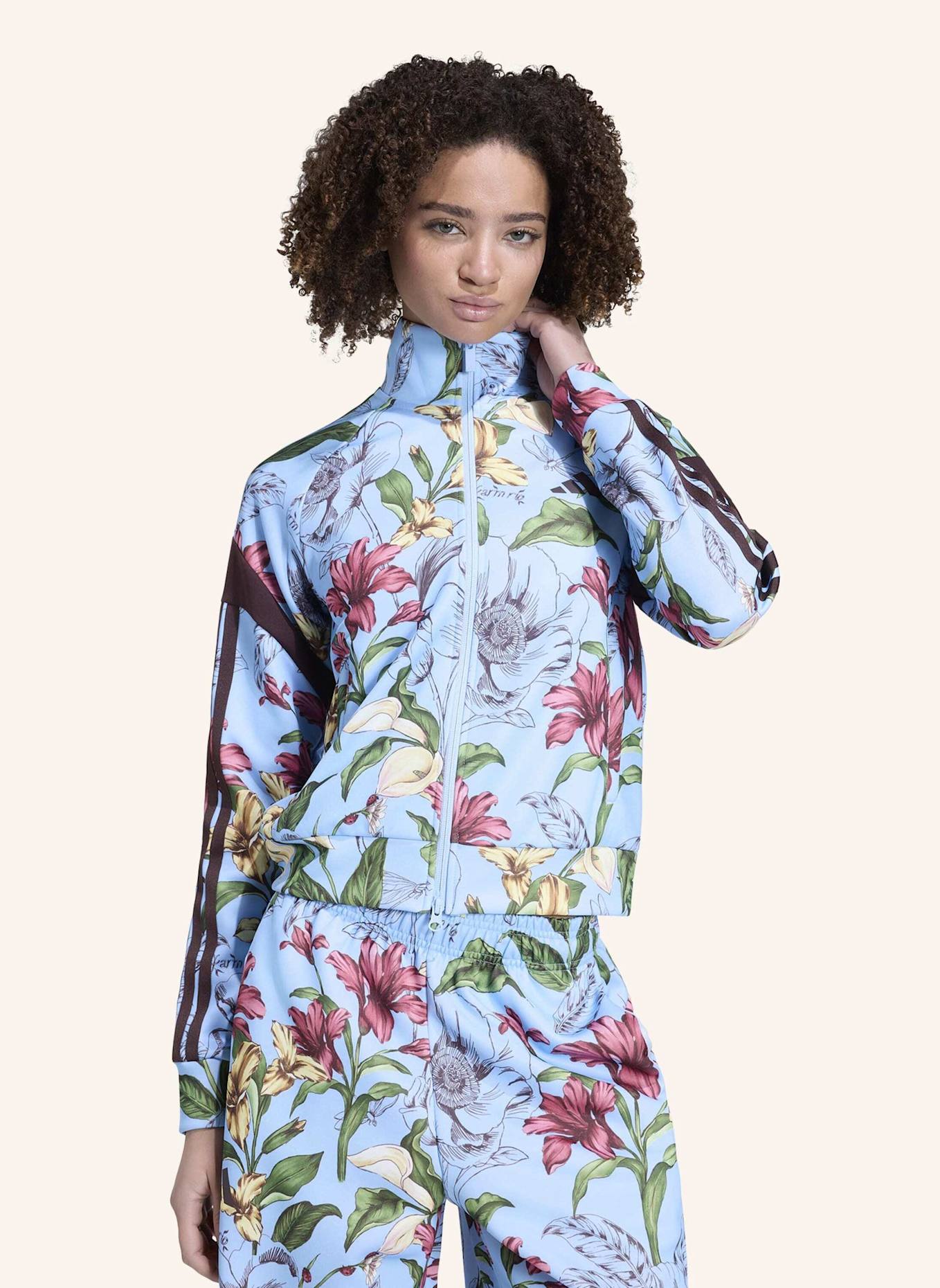 adidas ADIDAS X FARM RIO HOUSE OF TIRO ORIGINAL JACKE: BLAU/ BRAUN