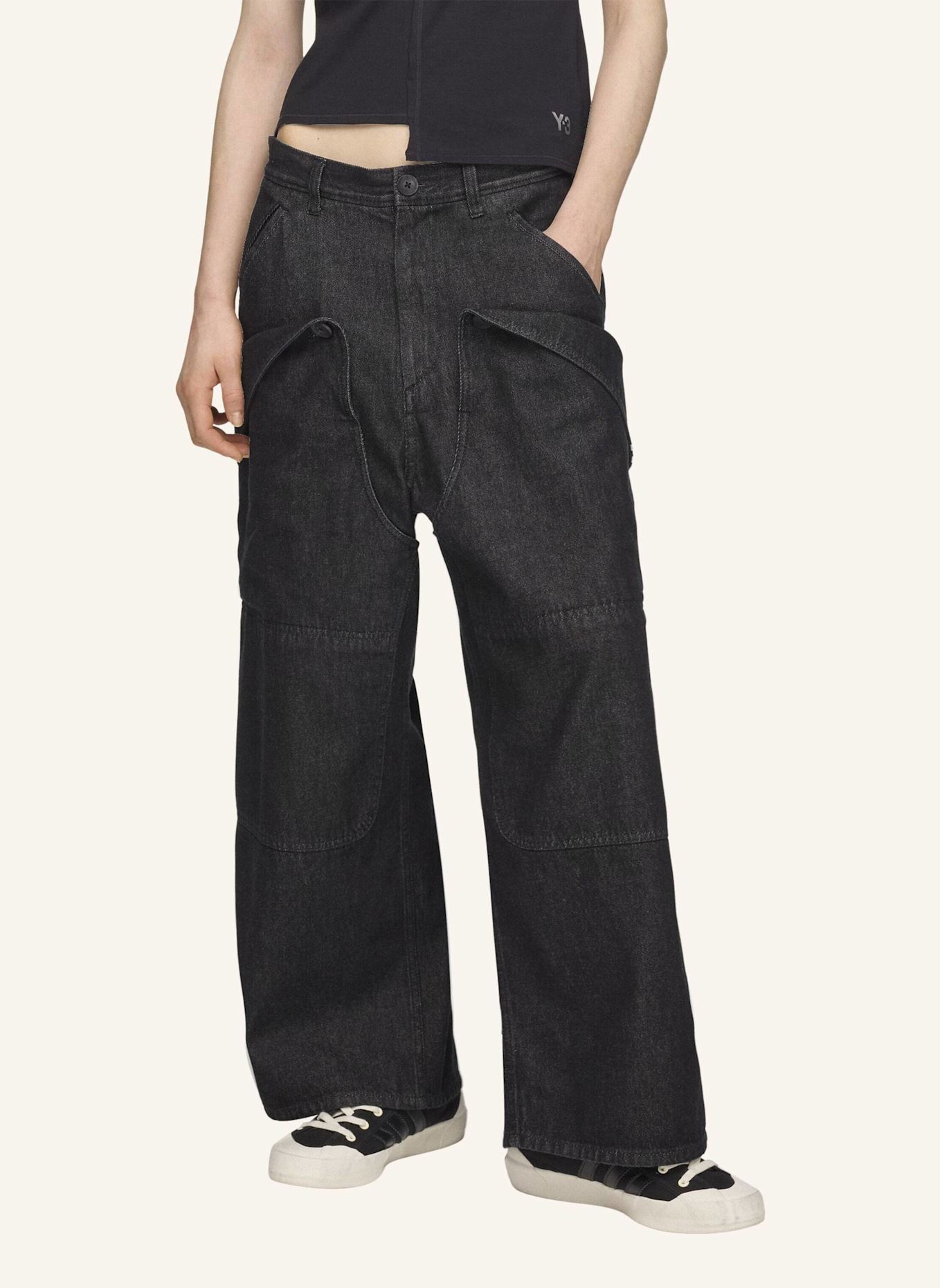 Y-3 Y-3 HOSE, DENIM, GERADES BEIN: SCHWARZ