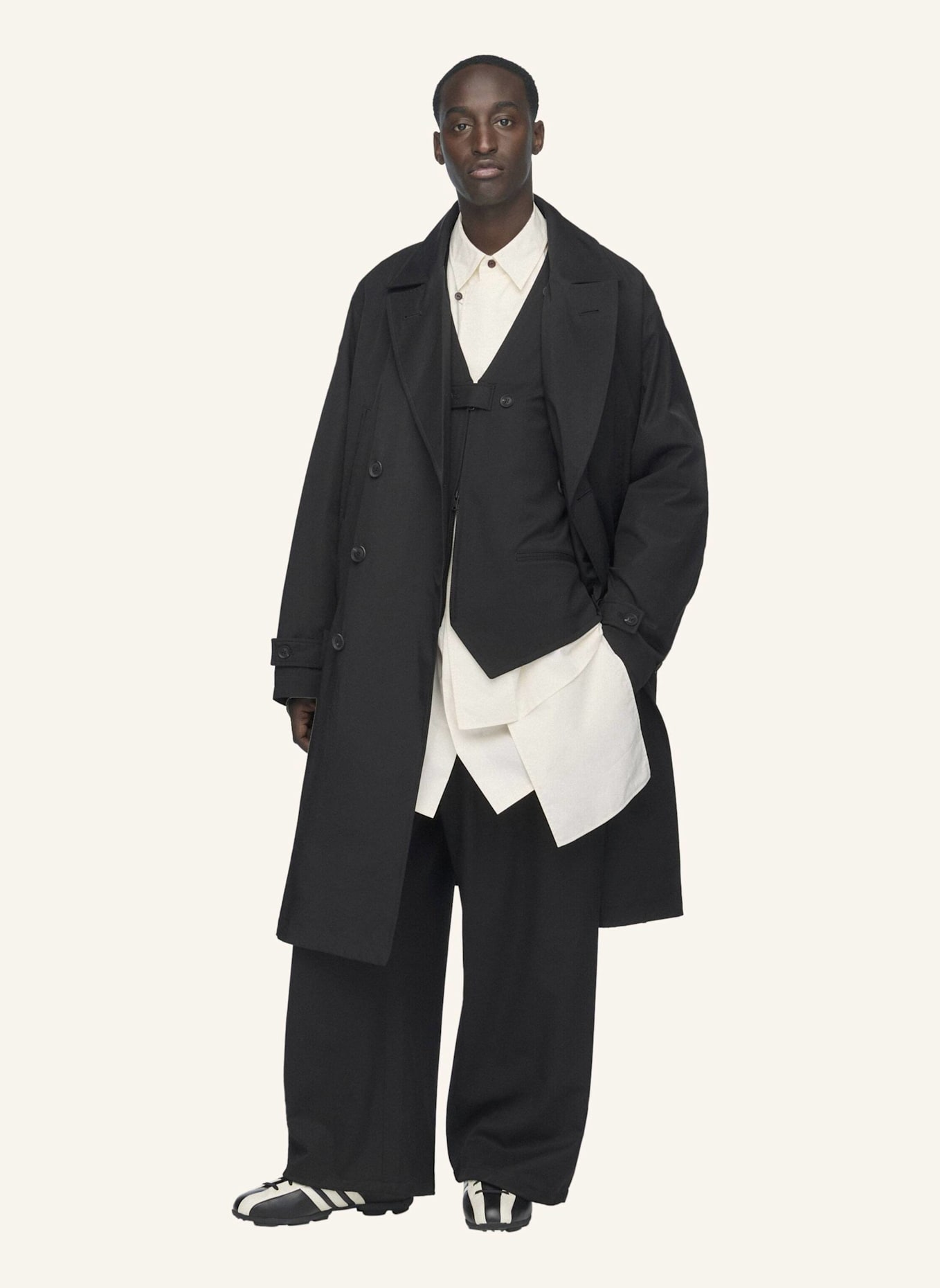 Y-3 Y-3 SPUN NYLON CABBAN MANTEL: SCHWARZ
