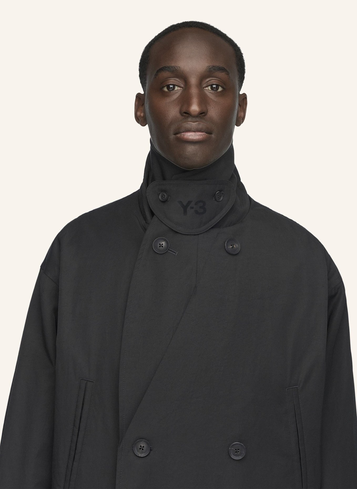 Y-3 Y-3 SPUN NYLON CABBAN MANTEL: SCHWARZ