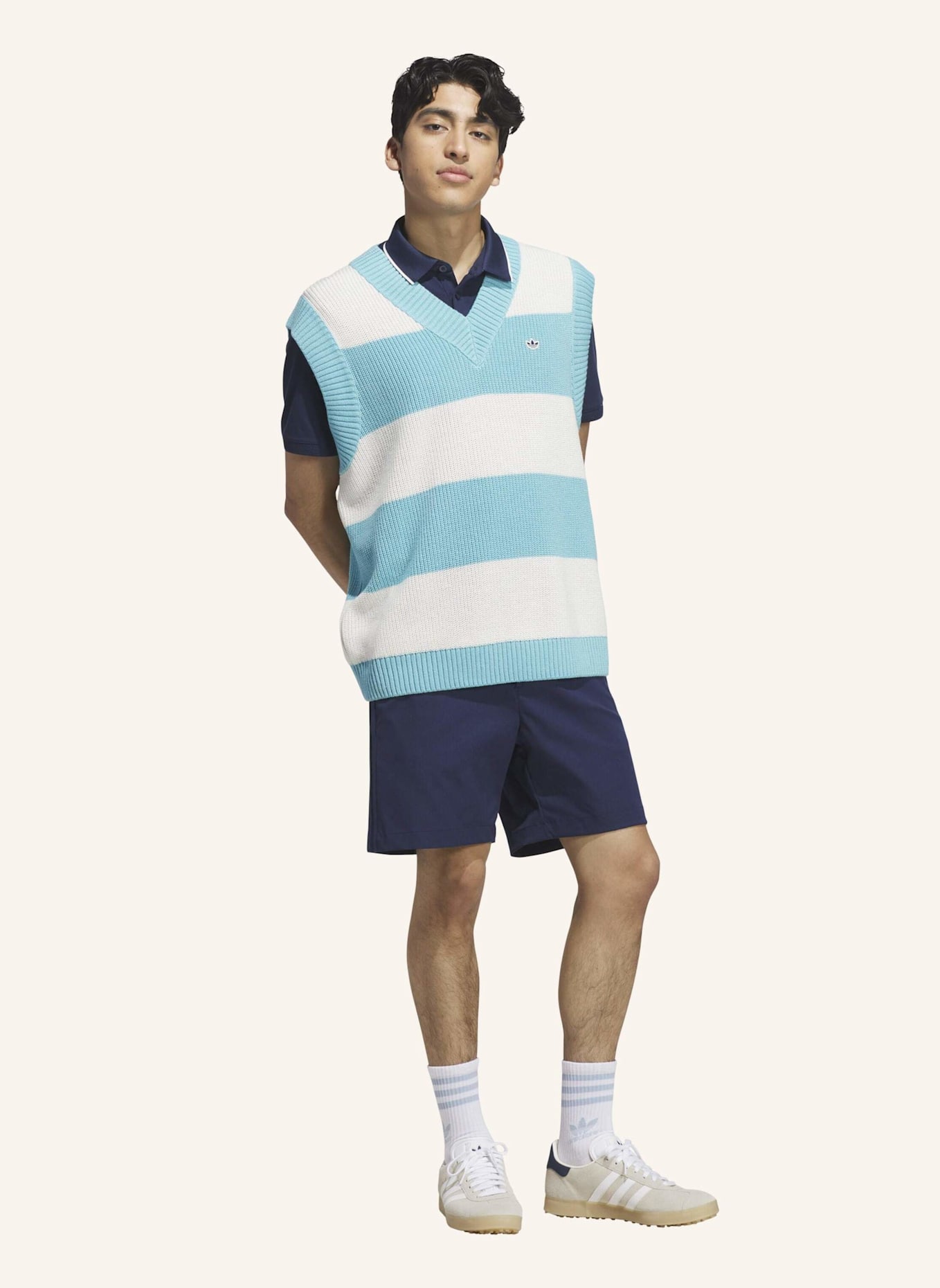 adidas ORIGINALS OVERSIZED PULLUNDER: BLAU/ WEISS