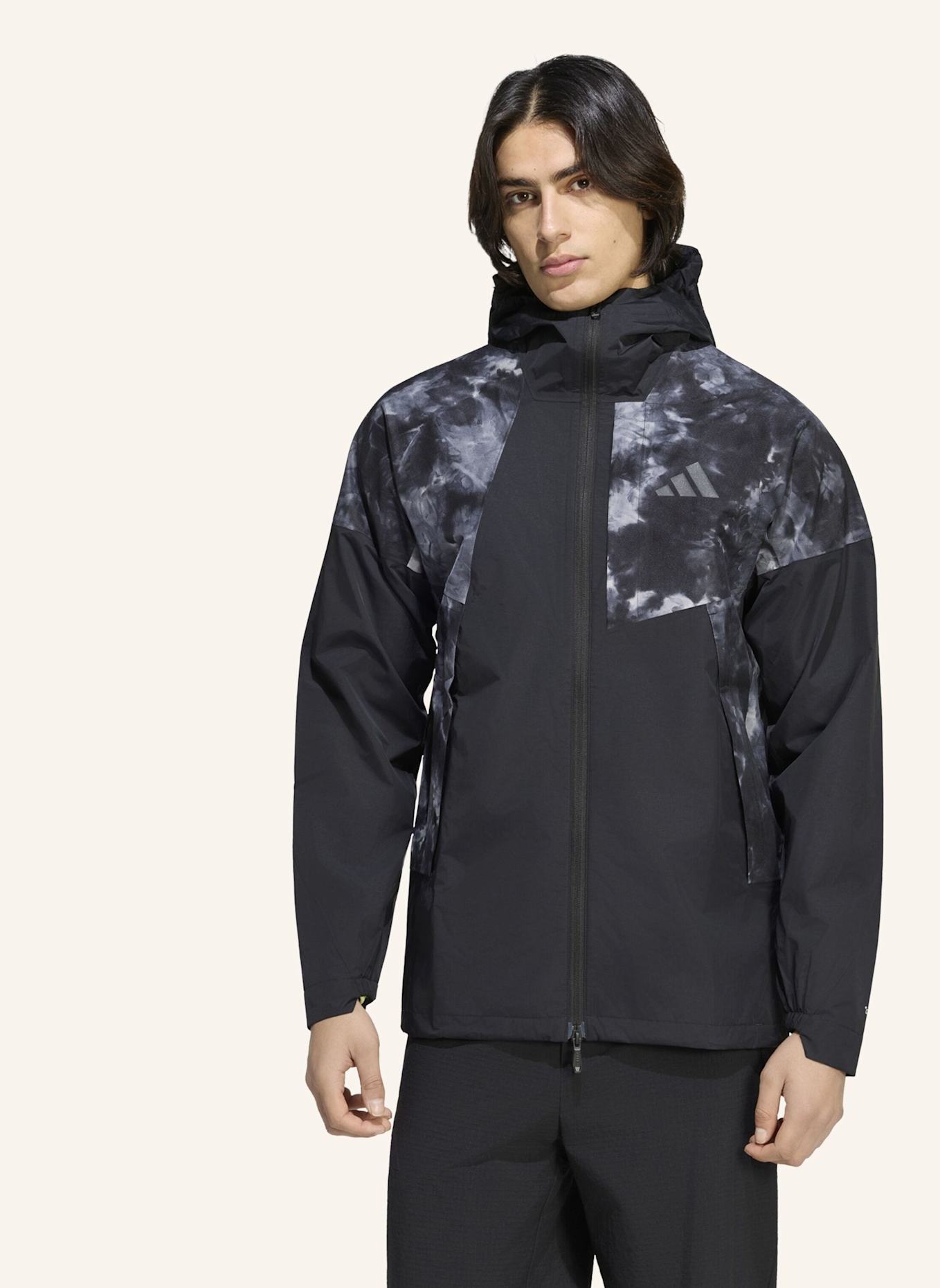 adidas TERREX TERREX XPERIOR 2.5-LAGEN-HYBRID-JACKE, PRIMEKNIT, SPRÜHFÄRBUNG, CLIMAPROOF-BESCHICHTUNG: SCHWARZ