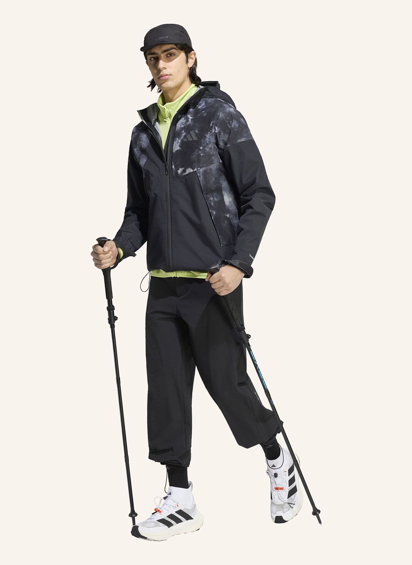 adidas TERREX TERREX XPERIOR 2.5-LAGEN-HYBRID-JACKE, PRIMEKNIT, SPRÜHFÄRBUNG, CLIMAPROOF-BESCHICHTUNG: SCHWARZ
