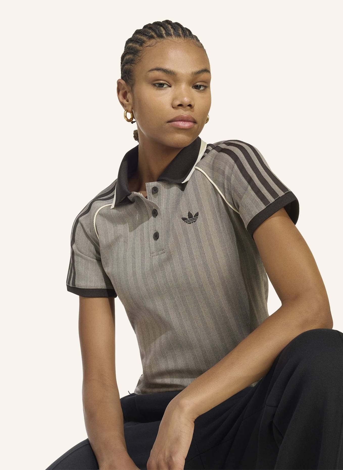 adidas Originals TWEED-POLOSHIRT: BRAUN
