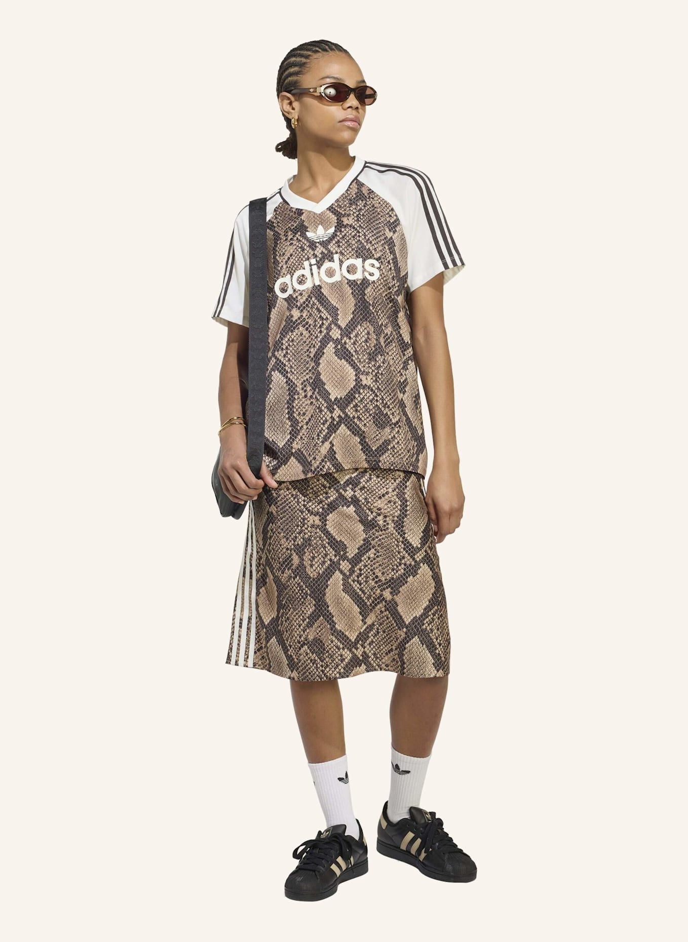 adidas Originals SATIN JERSEY, SCHLANGENPRINT: BEIGE