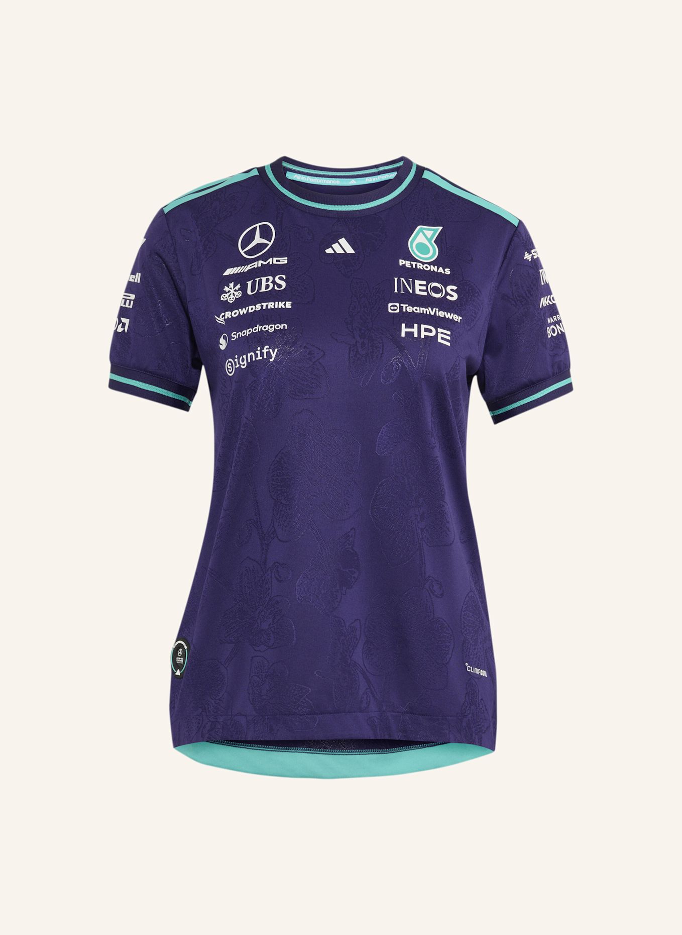 adidas MERCEDES AMG PETRONAS FORMULA 1 TEAM VANDA BLOOM AUTHENTIC FAHRERTRIKOT: LILA