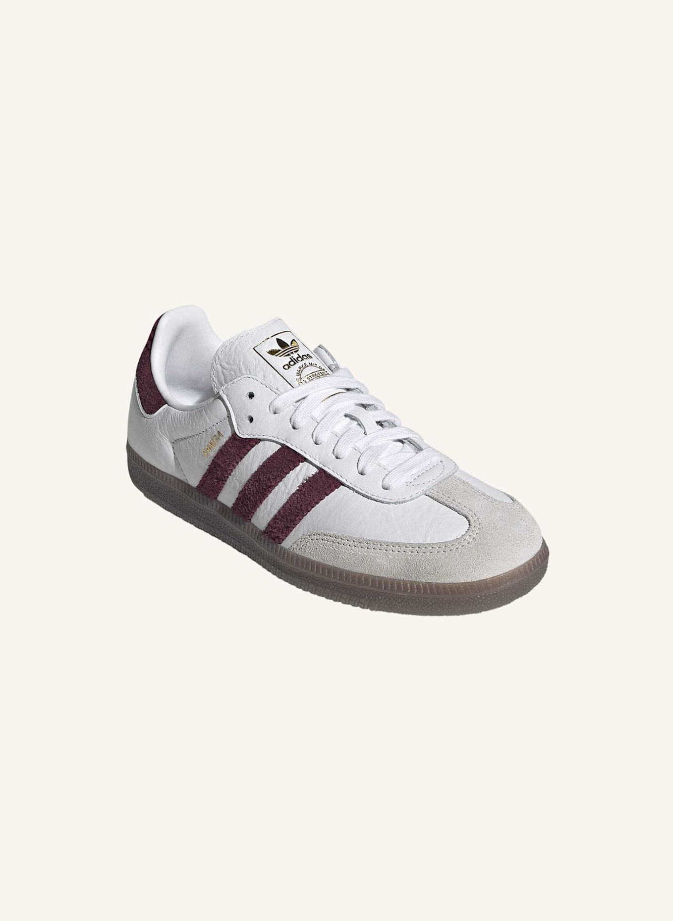 adidas Originals SAMBA OG SCHUH: WEISS/ ROT/ BEIGE
