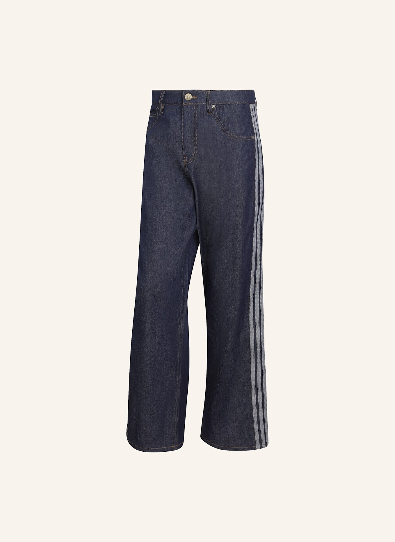 adidas Originals FIREBIRD ADICOLOR DENIM-JEANS MIT MITTELHOHEM BUND UND GERADE GESCHNITTENEM BEIN: BLAU
