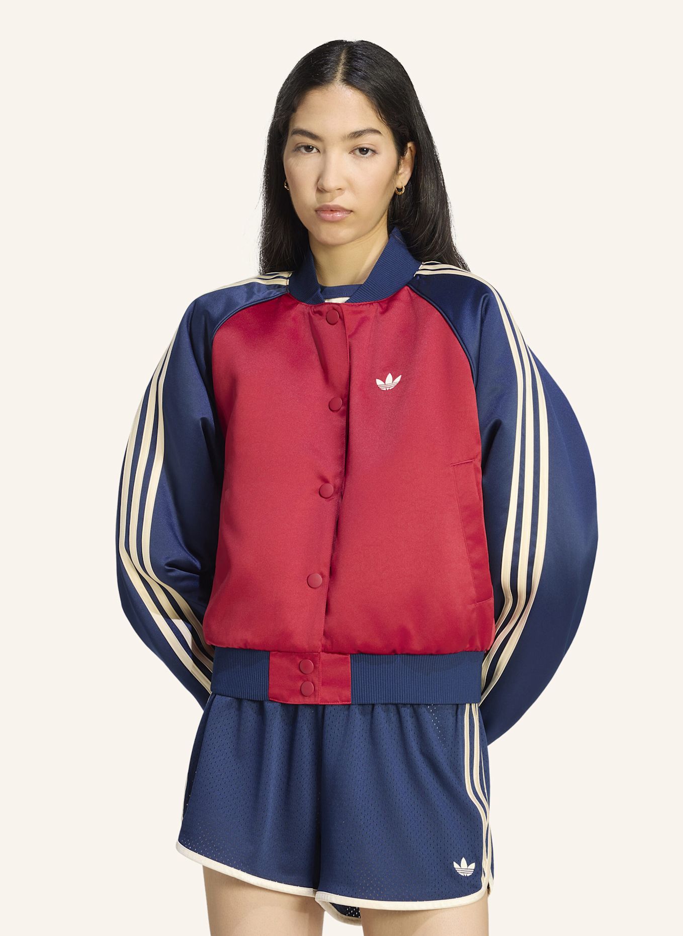 adidas Originals SATIN SST BOMBERJACKE: ROT / BLAU / CREME